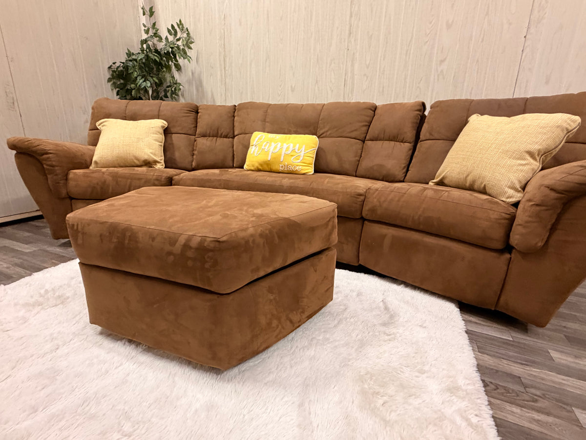 Brown 3-piece Reclining Sectional w/ Storage Ottoman