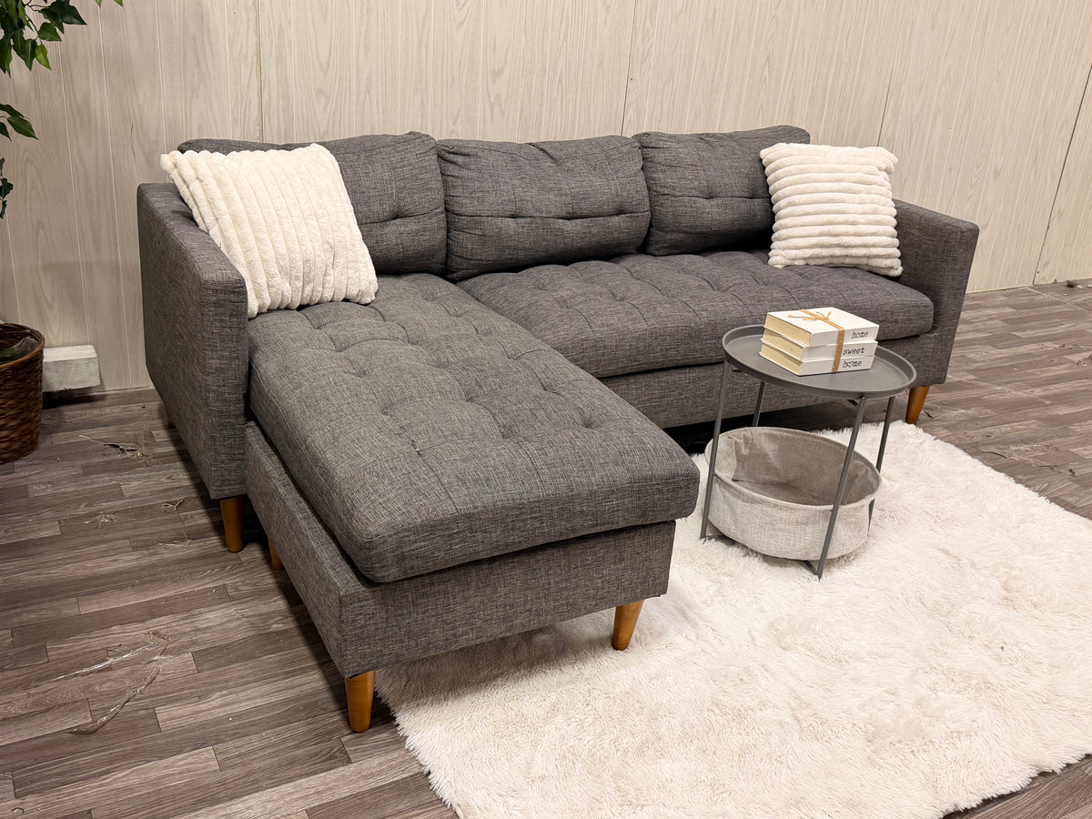 Modern Gray Sectional w/ Reversible Chaise