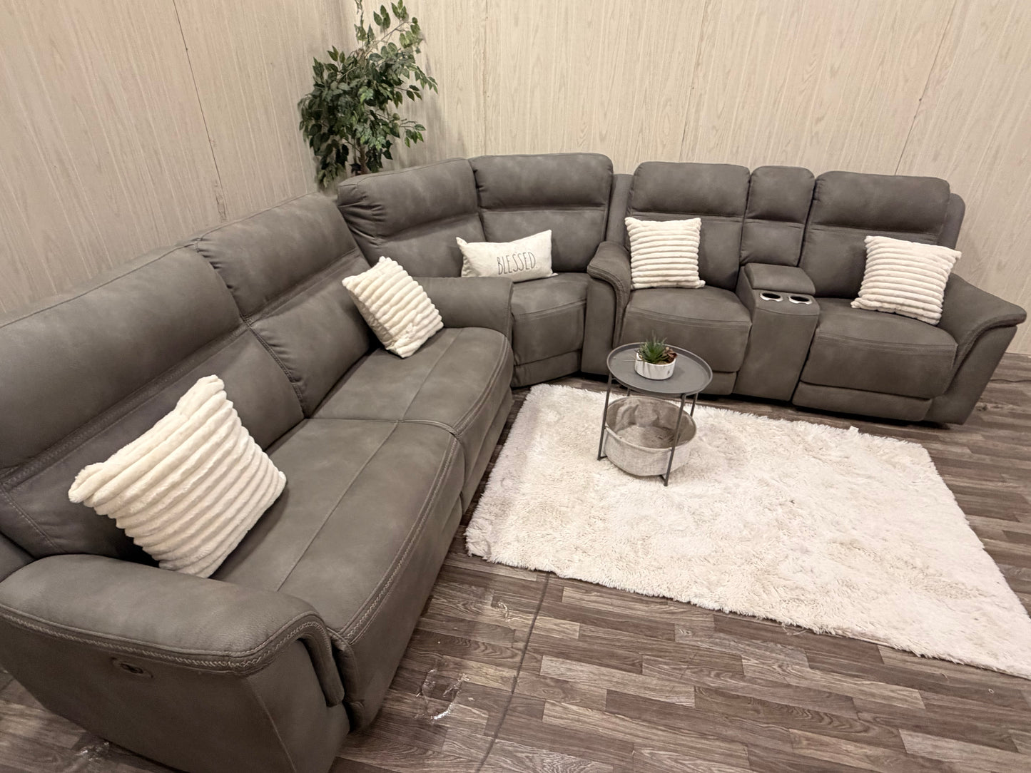 Large 3-piece Gray Ashley Furniture Reclining Sectional