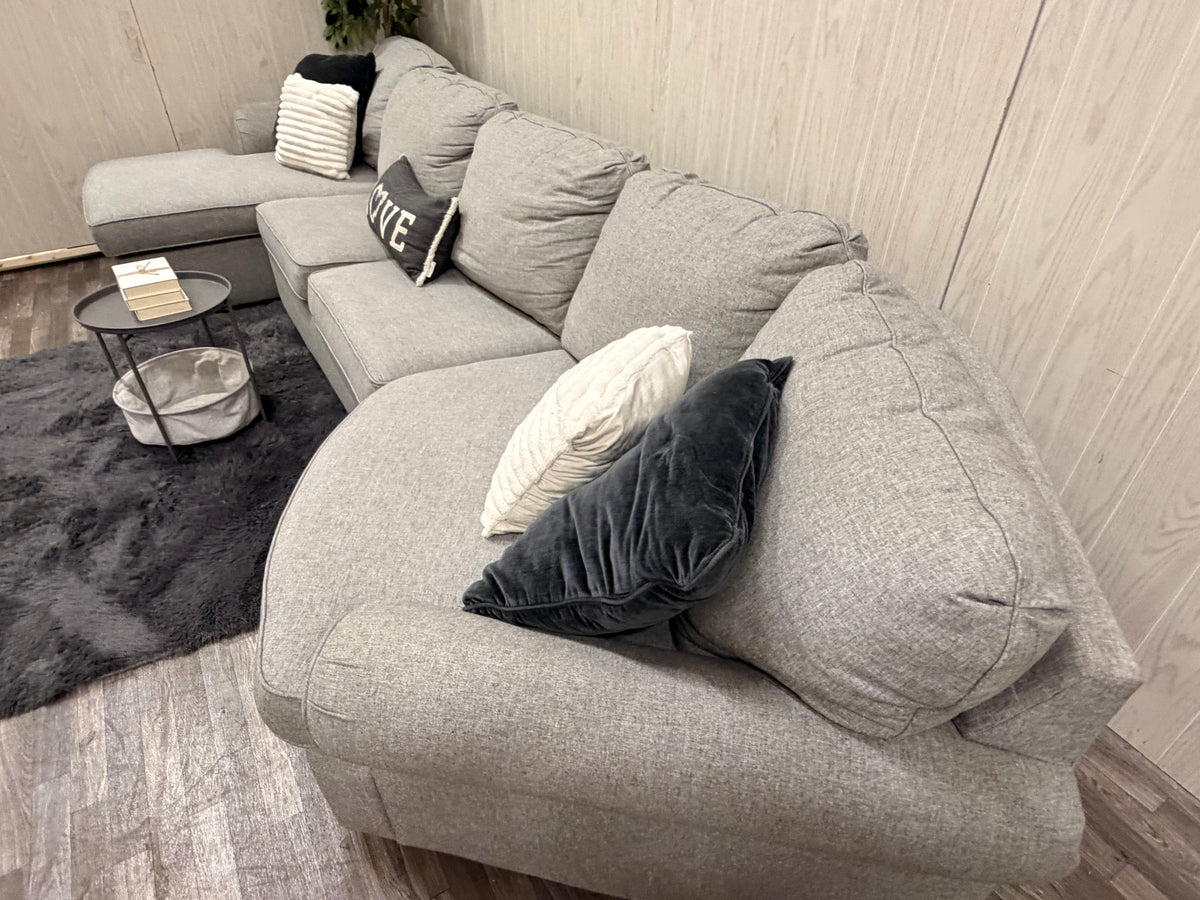 3-Piece Gray Sectional w/ Chaise & Cuddler
