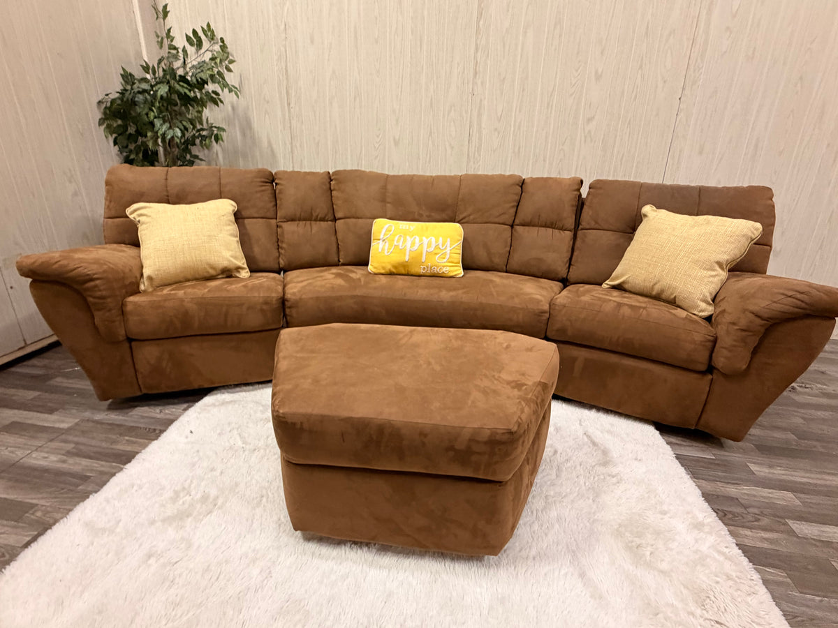 Brown 3-piece Reclining Sectional w/ Storage Ottoman