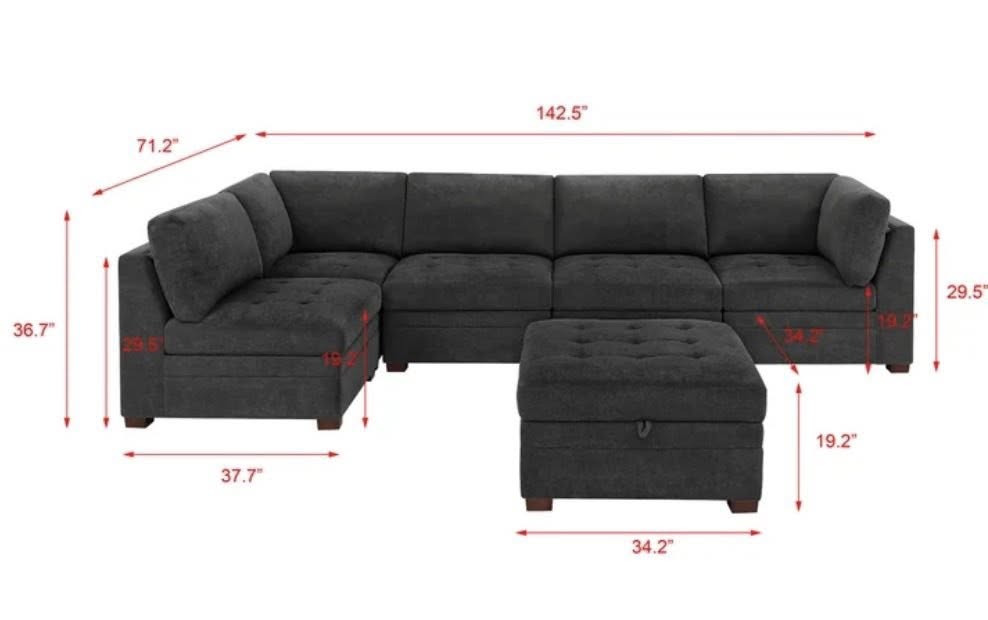 6-piece Thomasville Tisdale Modular Gray Sectional