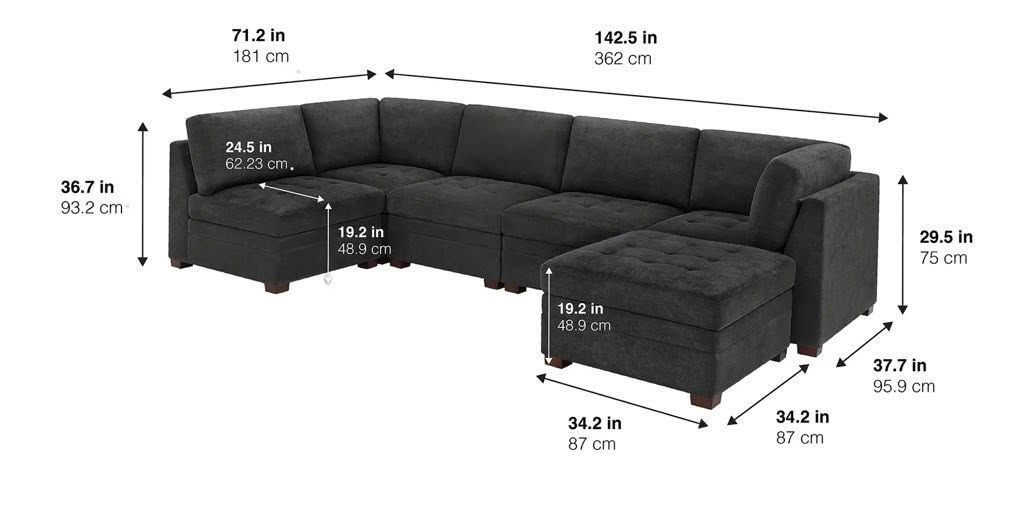 6-piece Thomasville Tisdale Modular Gray Sectional