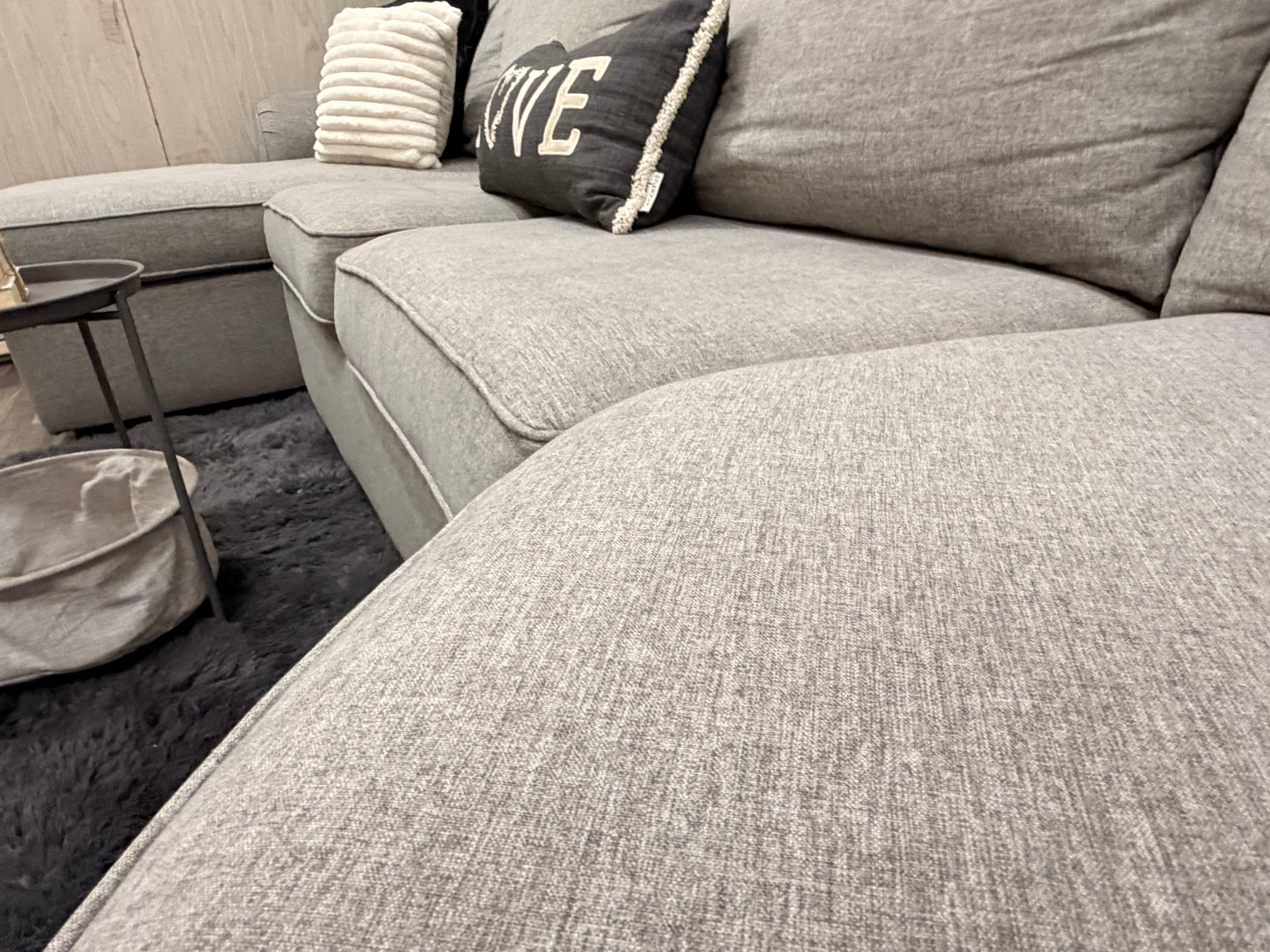 3-Piece Gray Sectional w/ Chaise & Cuddler