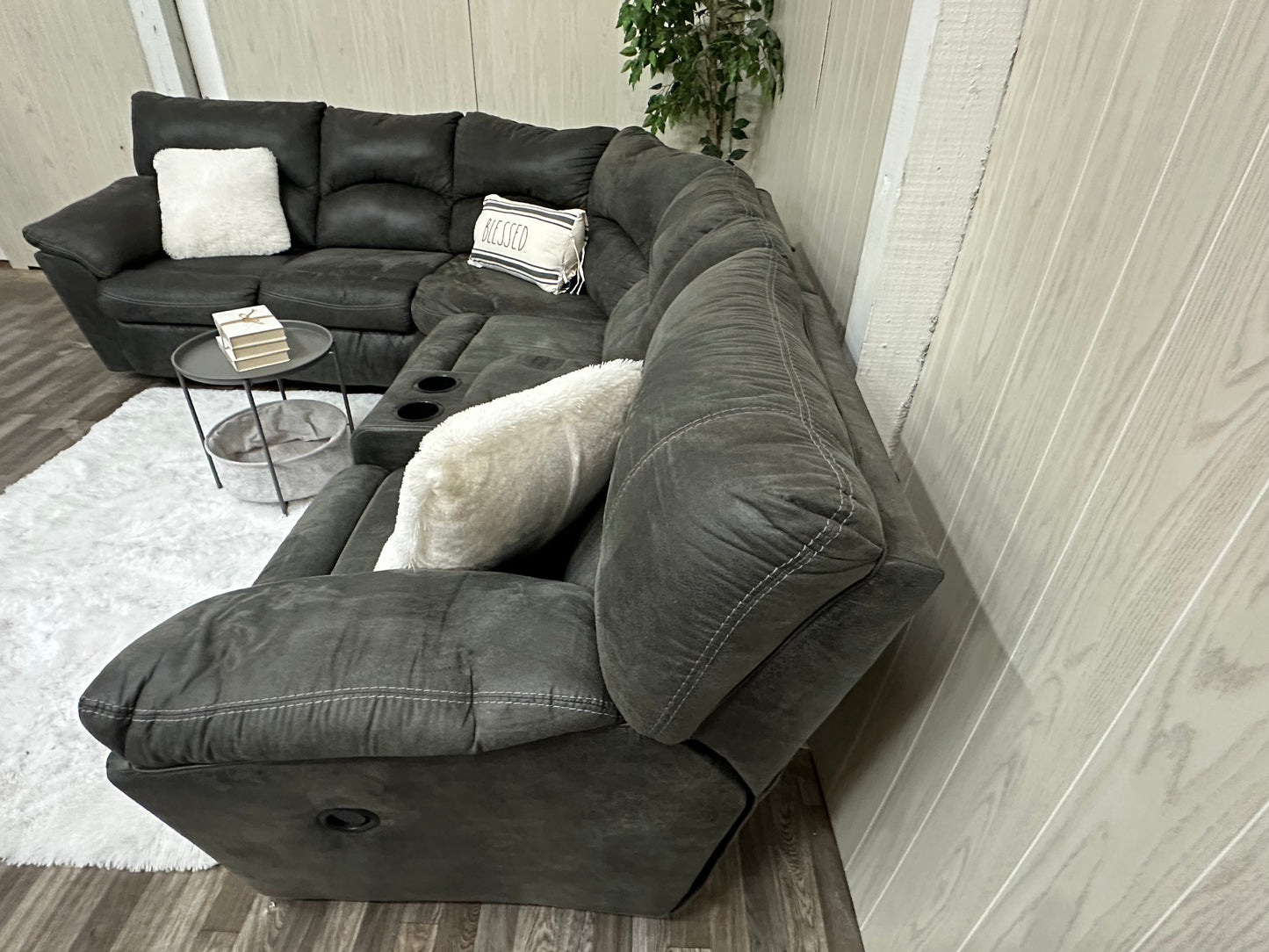 Large Gray Ashley Furniture Reclining Sectional