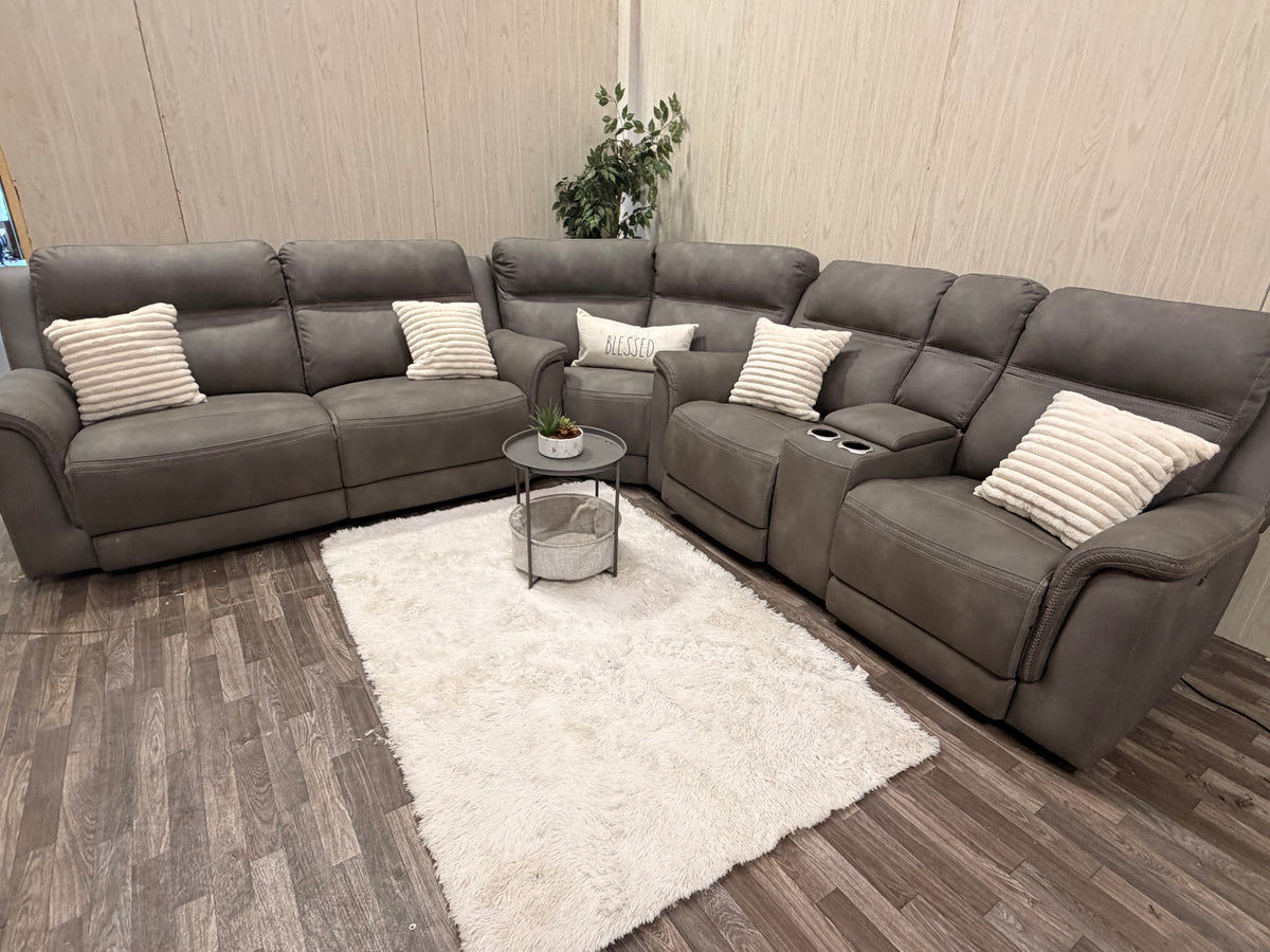 Large 3-piece Gray Ashley Furniture Reclining Sectional