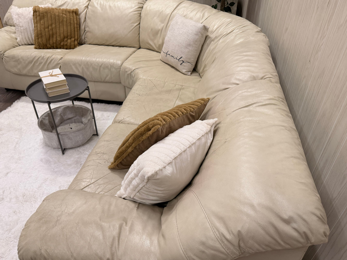 Large White Leather (Natuzzi) Sectional Couch