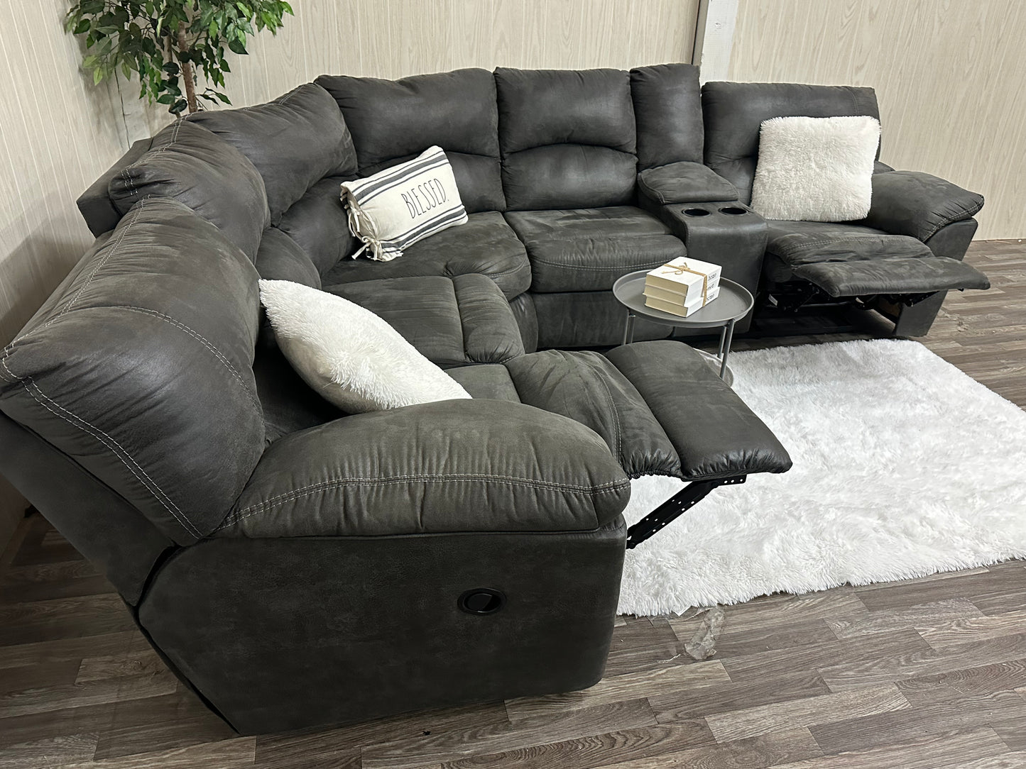 Large Gray Ashley Furniture Reclining Sectional