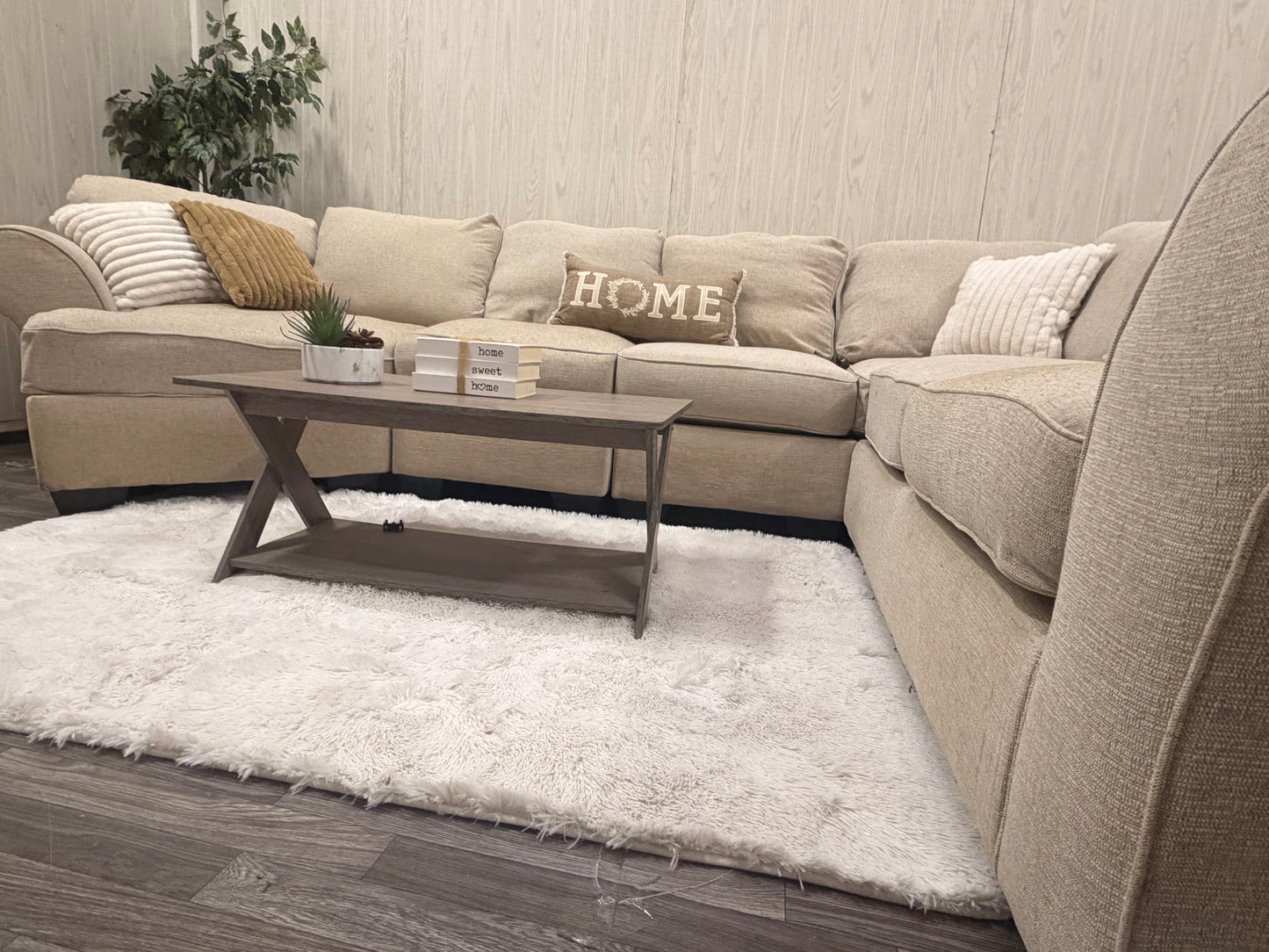 Beige Sectional Couch w/ Cuddler