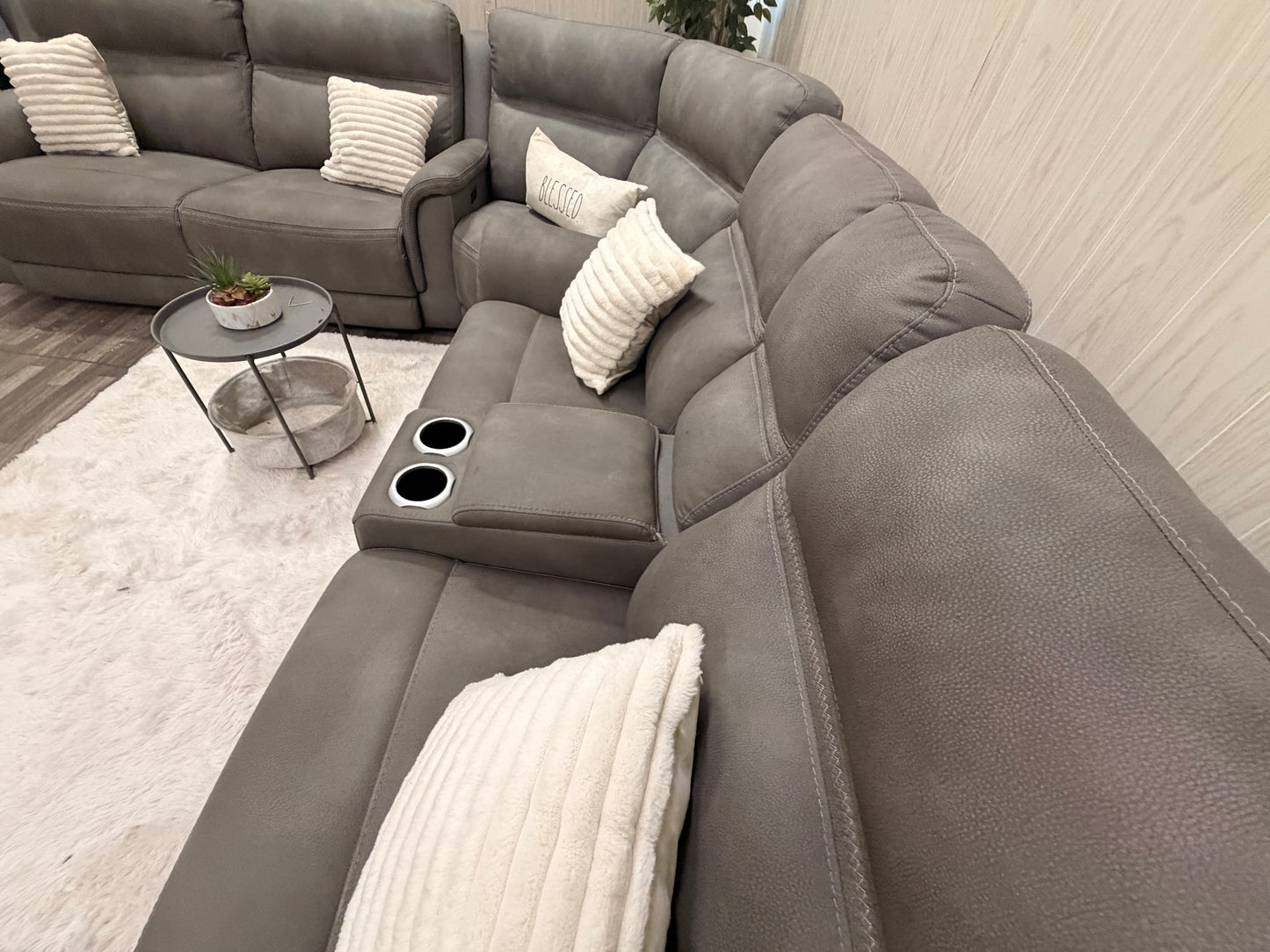 Large 3-piece Gray Ashley Furniture Reclining Sectional