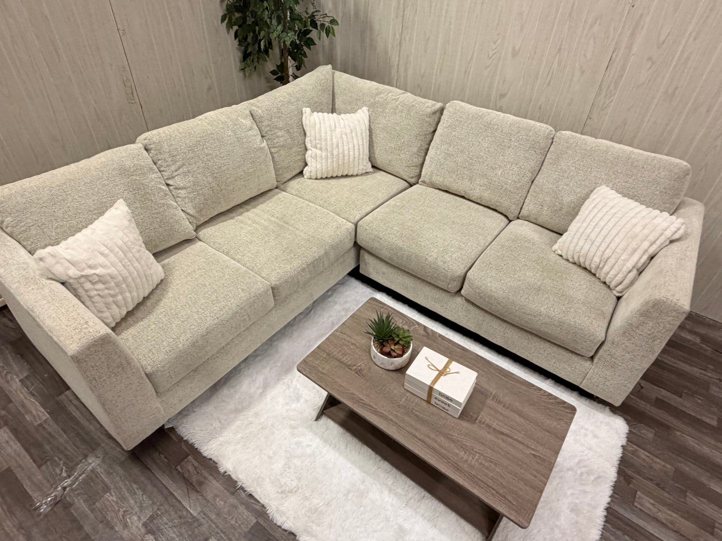 Light Beige Large Bassett Sectional Couch