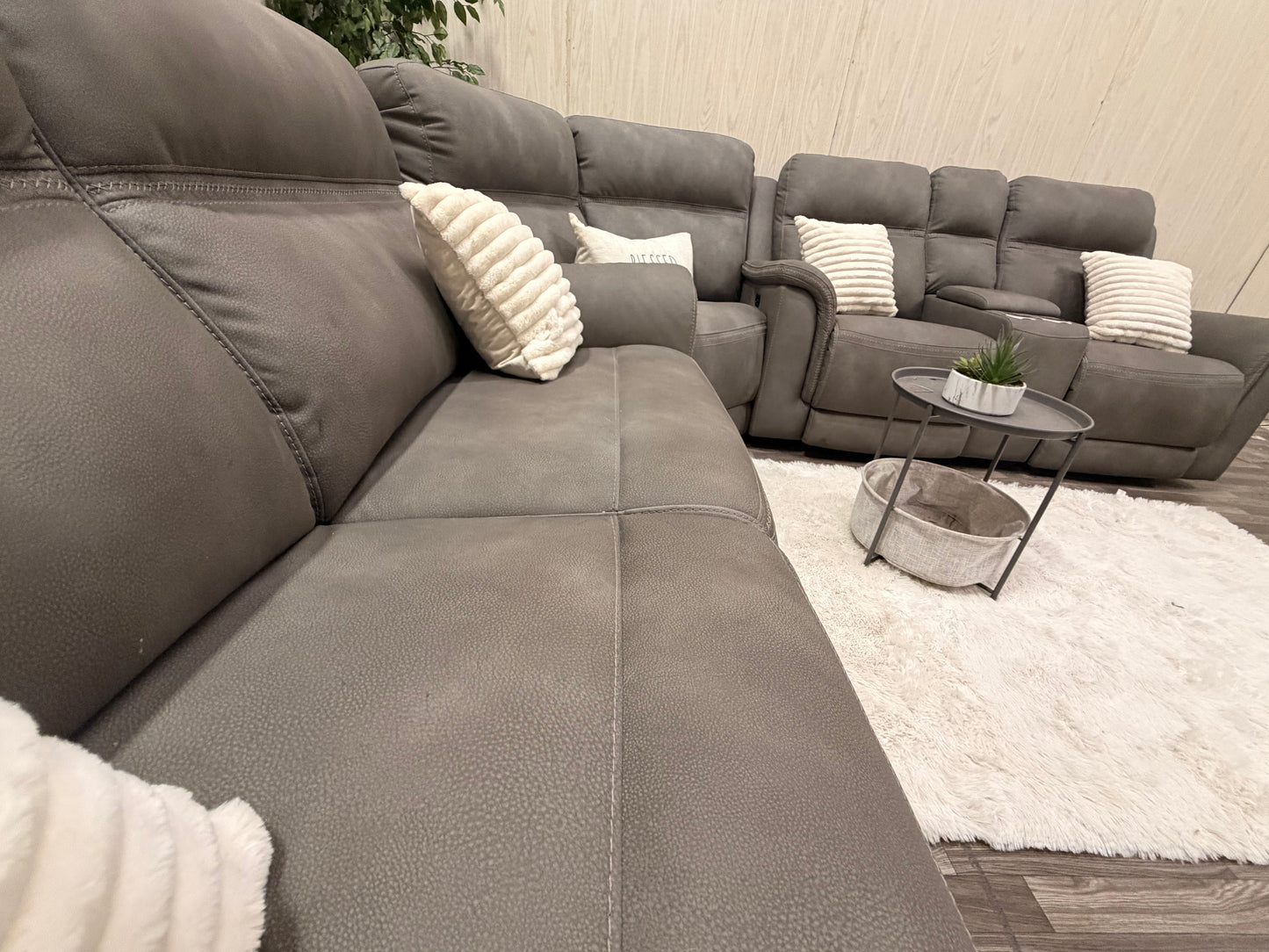Large 3-piece Gray Ashley Furniture Reclining Sectional