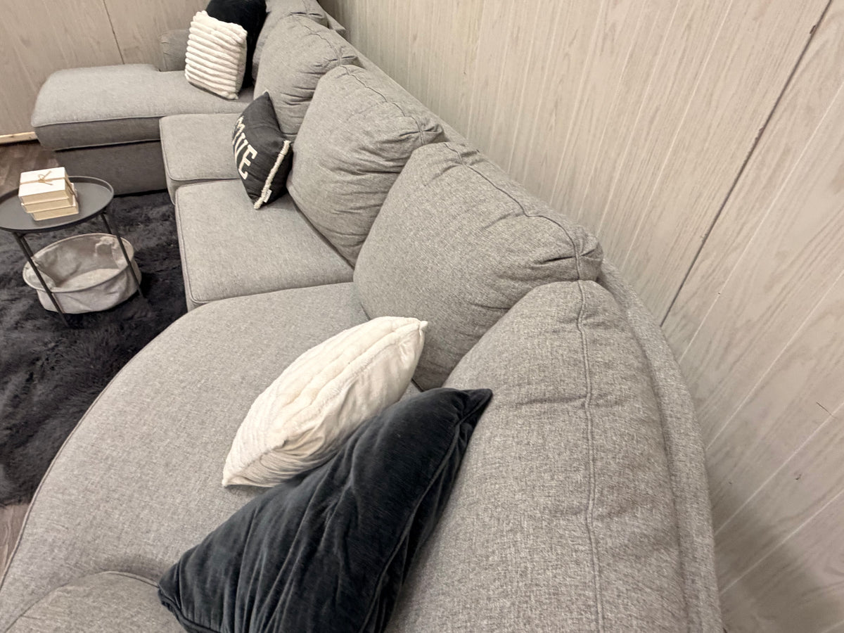 3-Piece Gray Sectional w/ Chaise & Cuddler