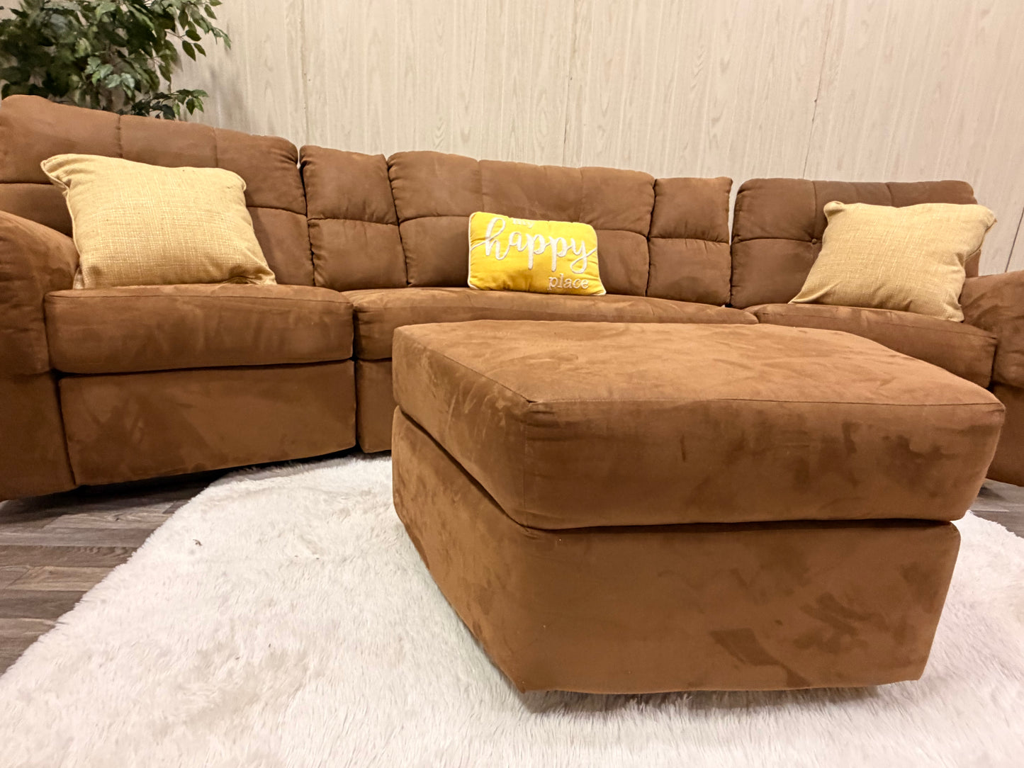 Brown 3-piece Reclining Sectional w/ Storage Ottoman