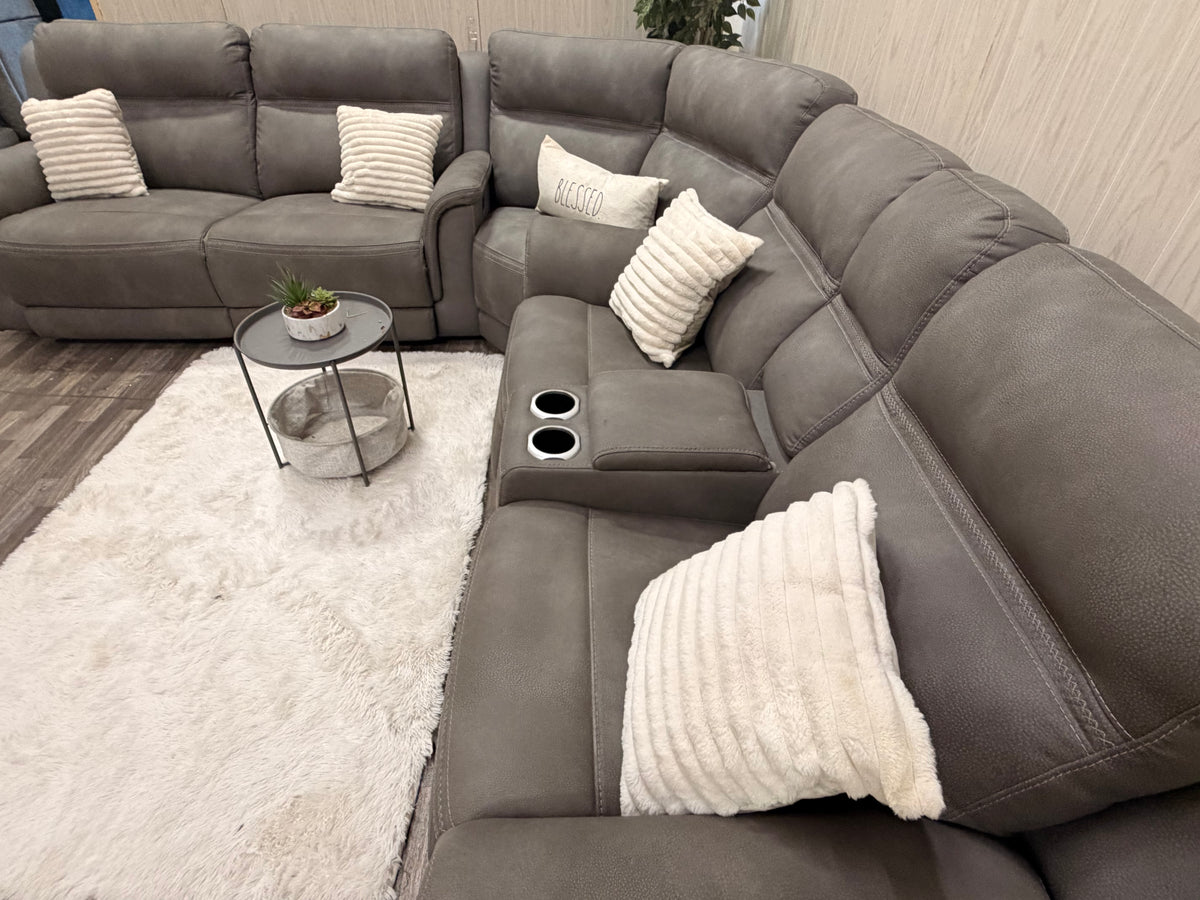 Large 3-piece Gray Ashley Furniture Reclining Sectional
