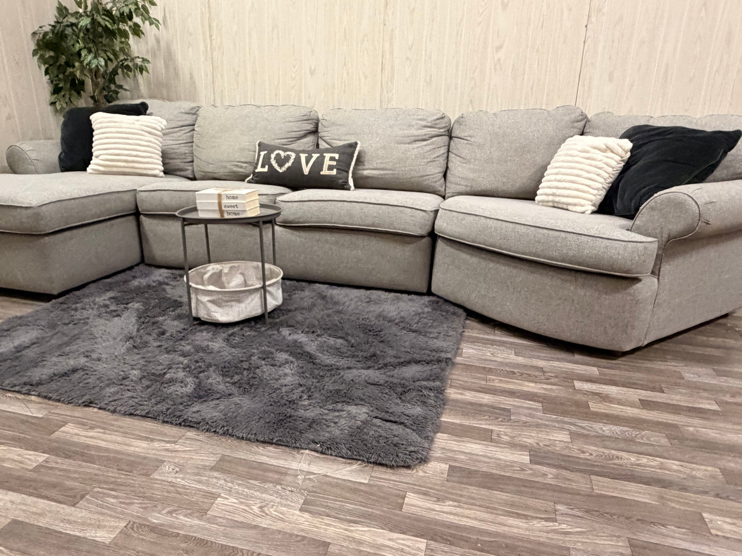 3-Piece Gray Sectional w/ Chaise & Cuddler