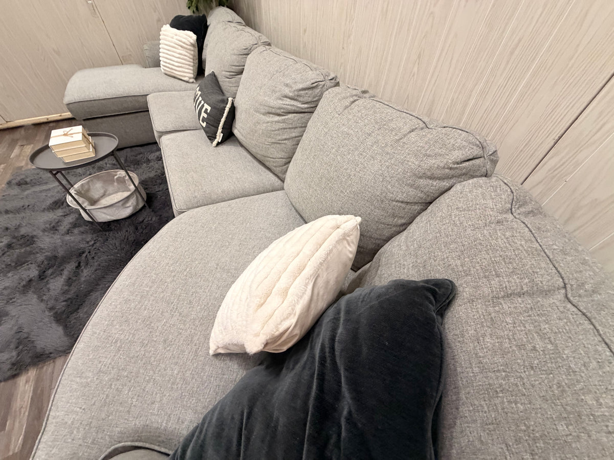 3-Piece Gray Sectional w/ Chaise & Cuddler