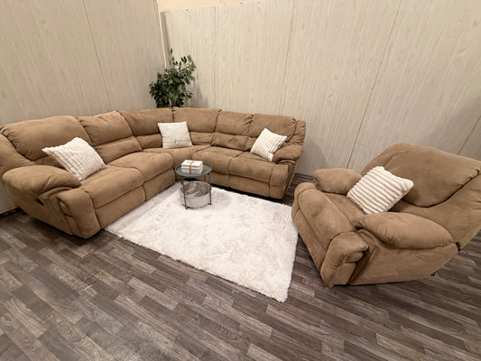 Brown Reclining Sectional & Recliner Set