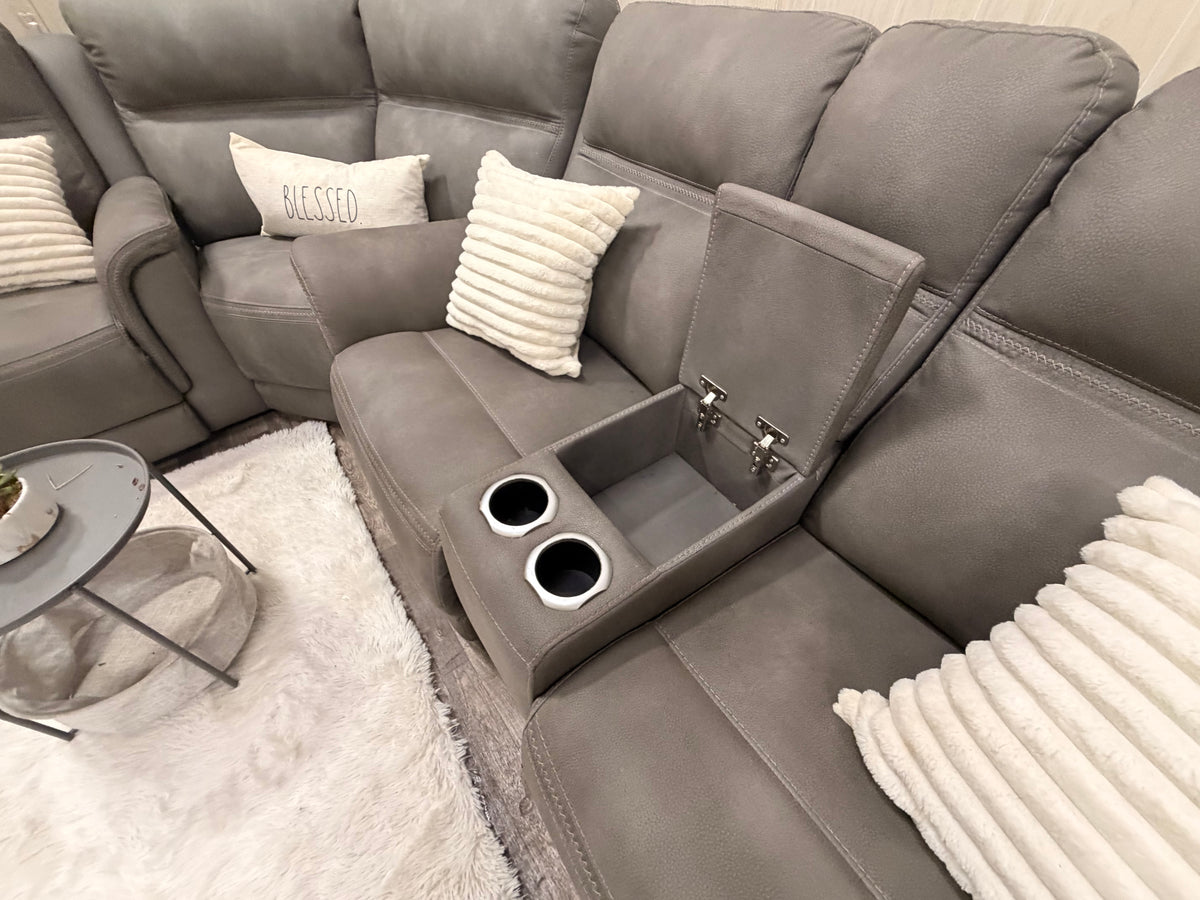 Large 3-piece Gray Ashley Furniture Reclining Sectional