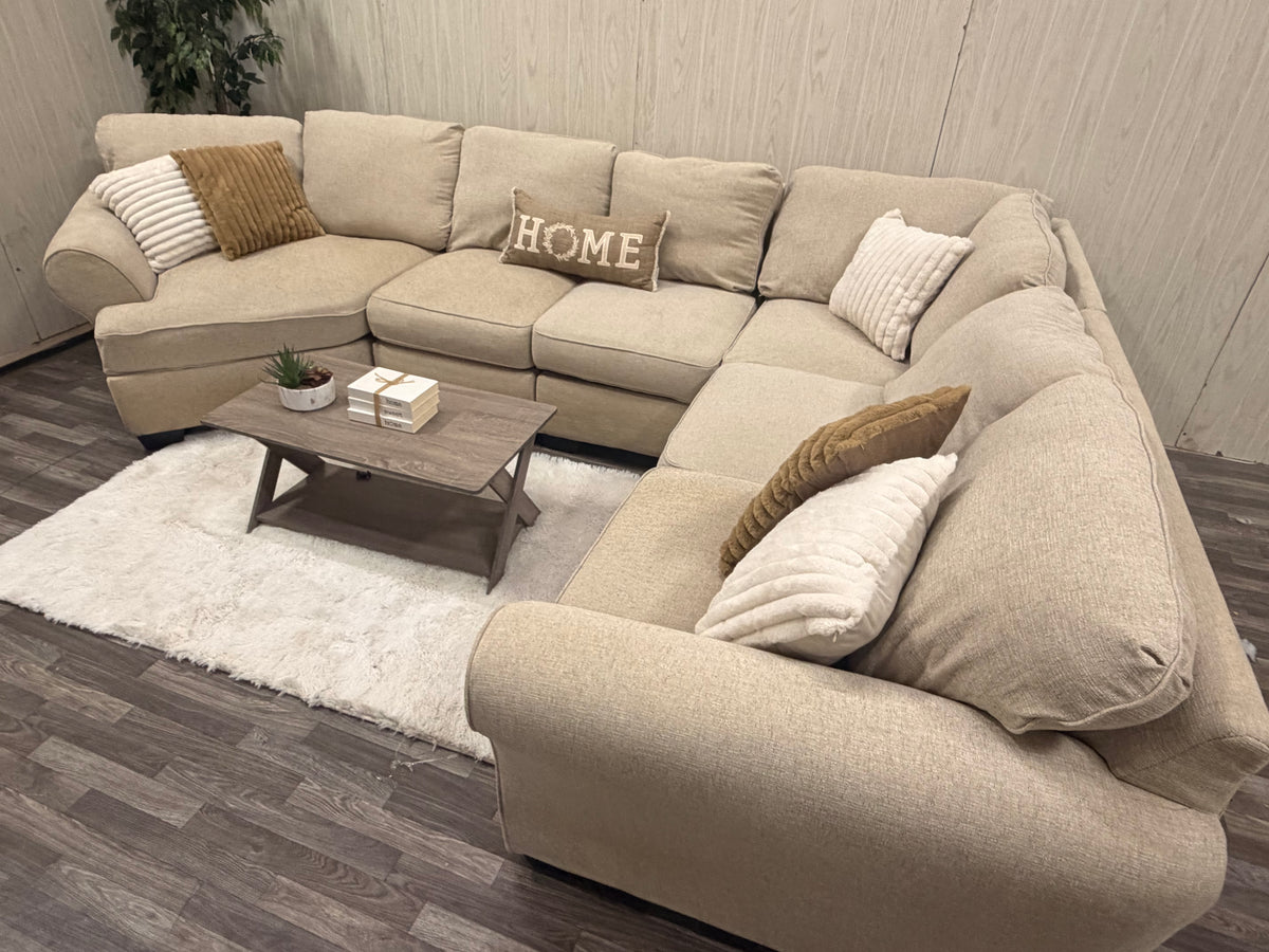 Beige Sectional Couch w/ Cuddler