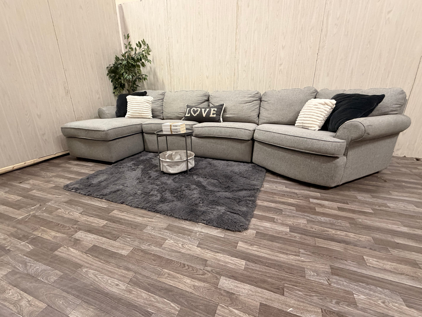3-Piece Gray Sectional w/ Chaise & Cuddler