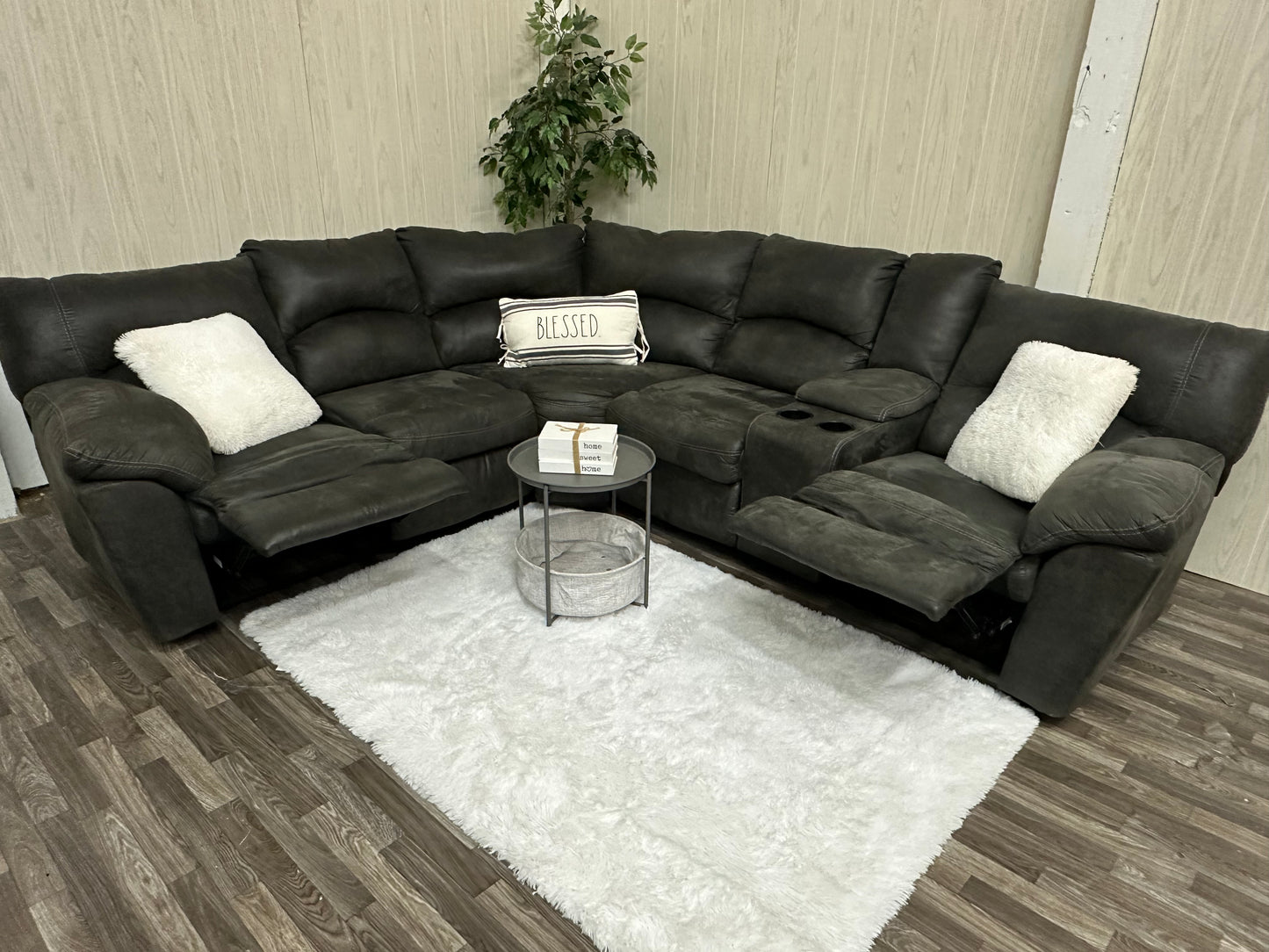 Large Gray Ashley Furniture Reclining Sectional