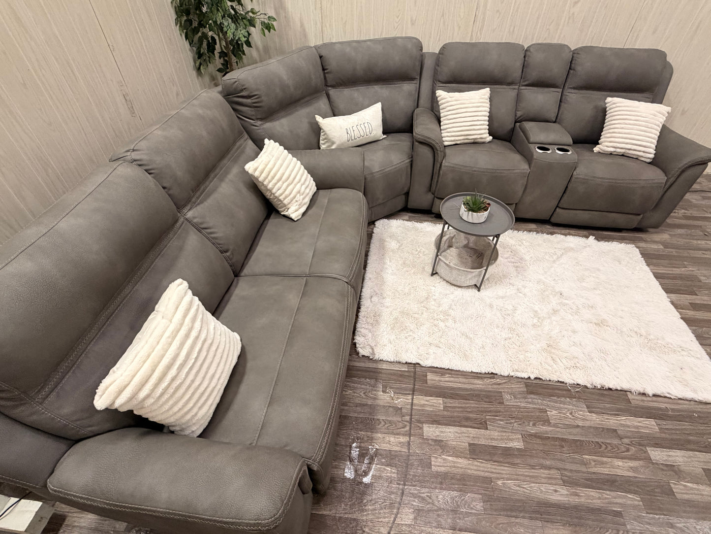 Large 3-piece Gray Ashley Furniture Reclining Sectional