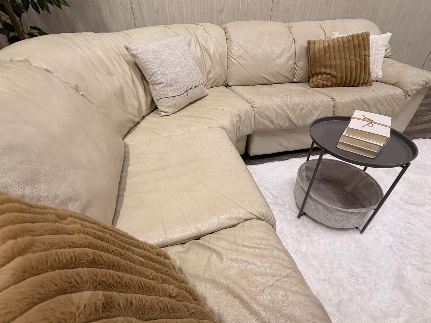 Large White Leather (Natuzzi) Sectional Couch