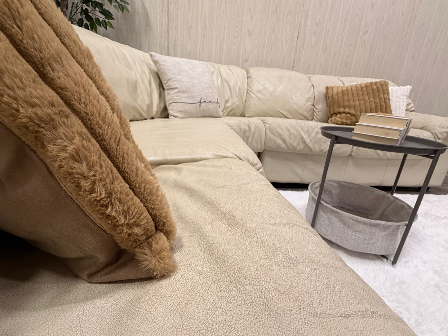 Large White Leather (Natuzzi) Sectional Couch
