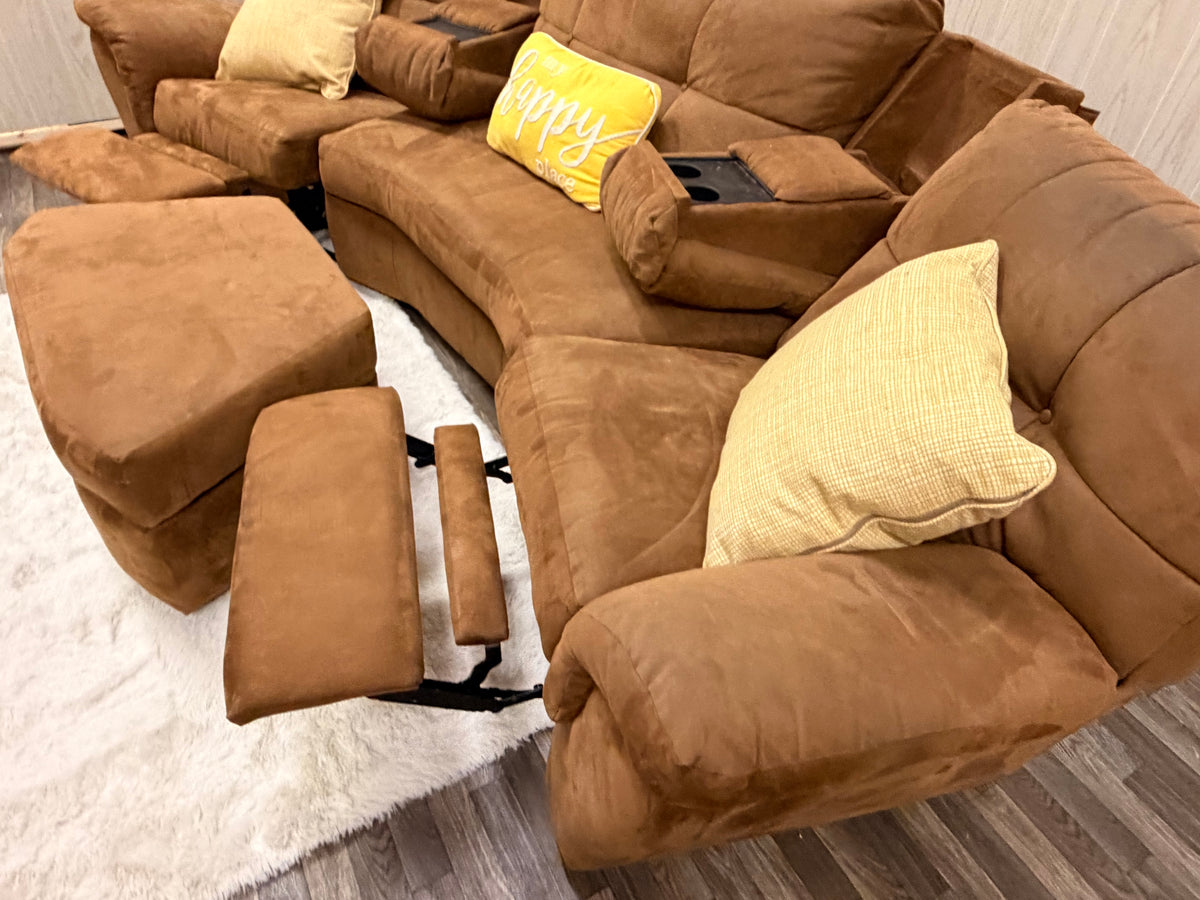 Brown 3-piece Reclining Sectional w/ Storage Ottoman