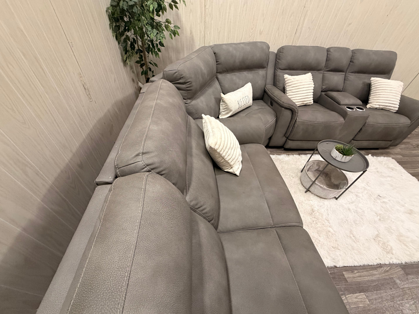 Large 3-piece Gray Ashley Furniture Reclining Sectional