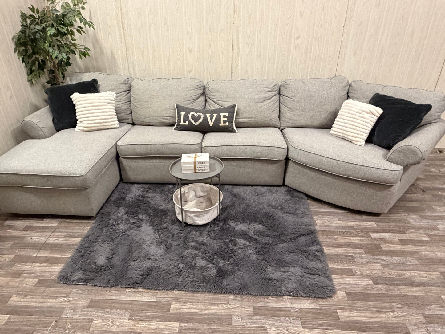 3-Piece Gray Sectional w/ Chaise & Cuddler