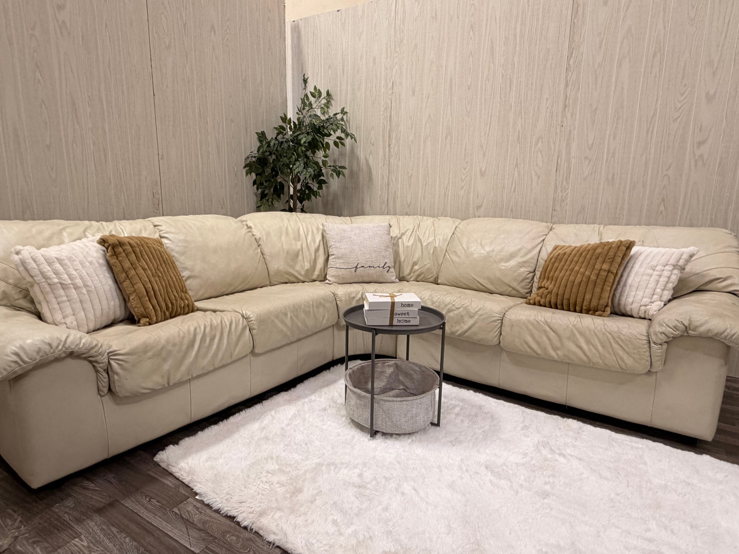 Large White Leather (Natuzzi) Sectional Couch