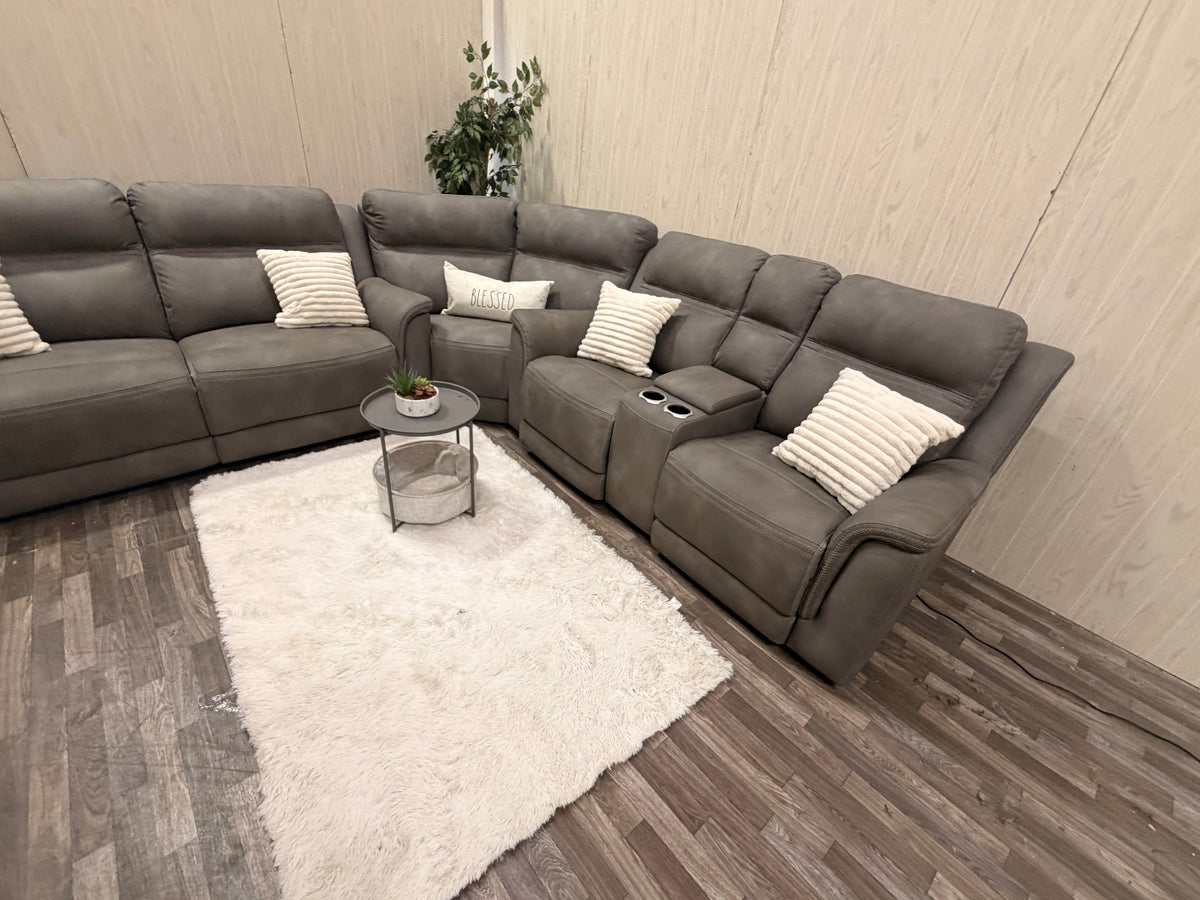 Large 3-piece Gray Ashley Furniture Reclining Sectional