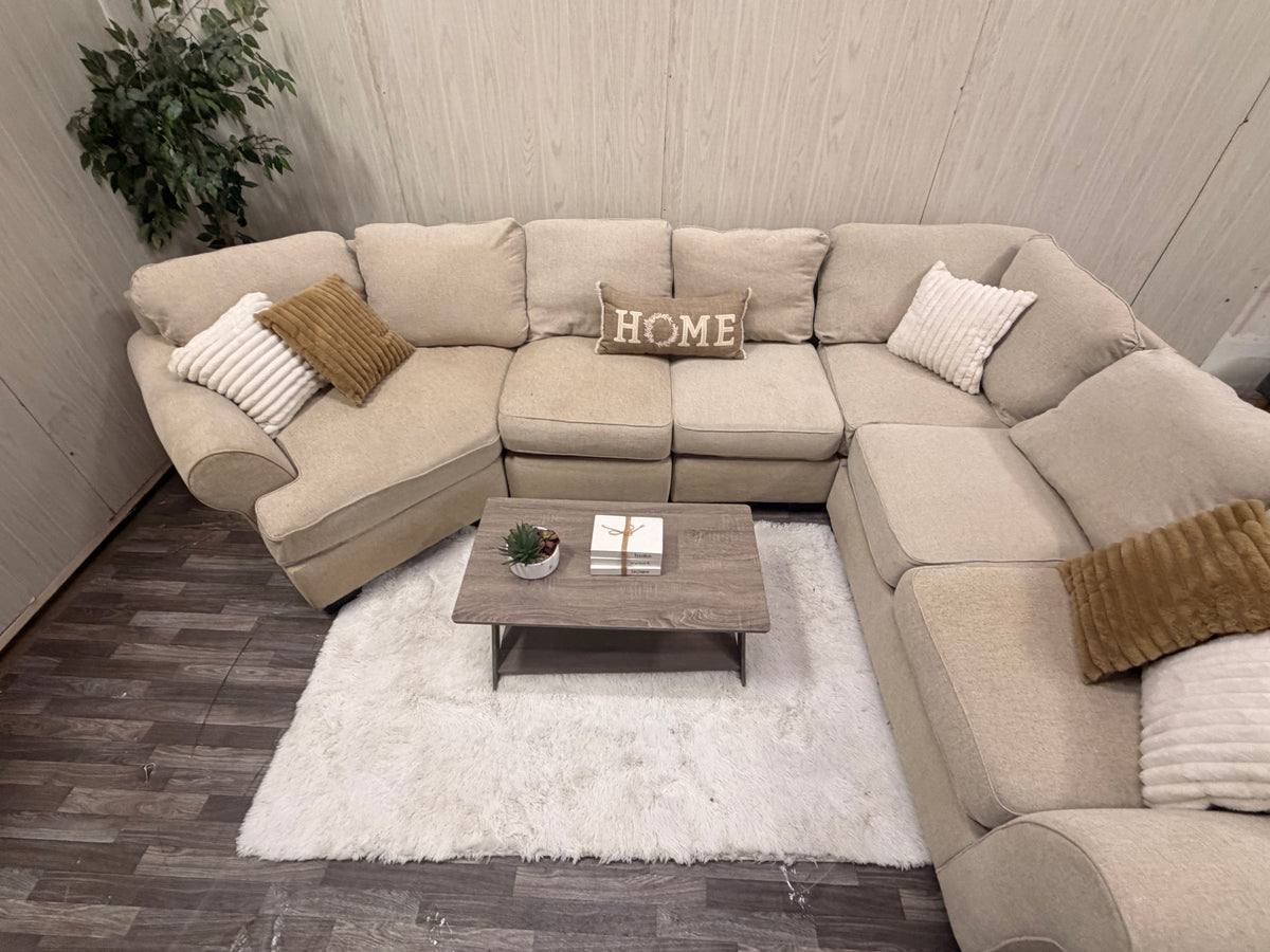 Beige Sectional Couch w/ Cuddler
