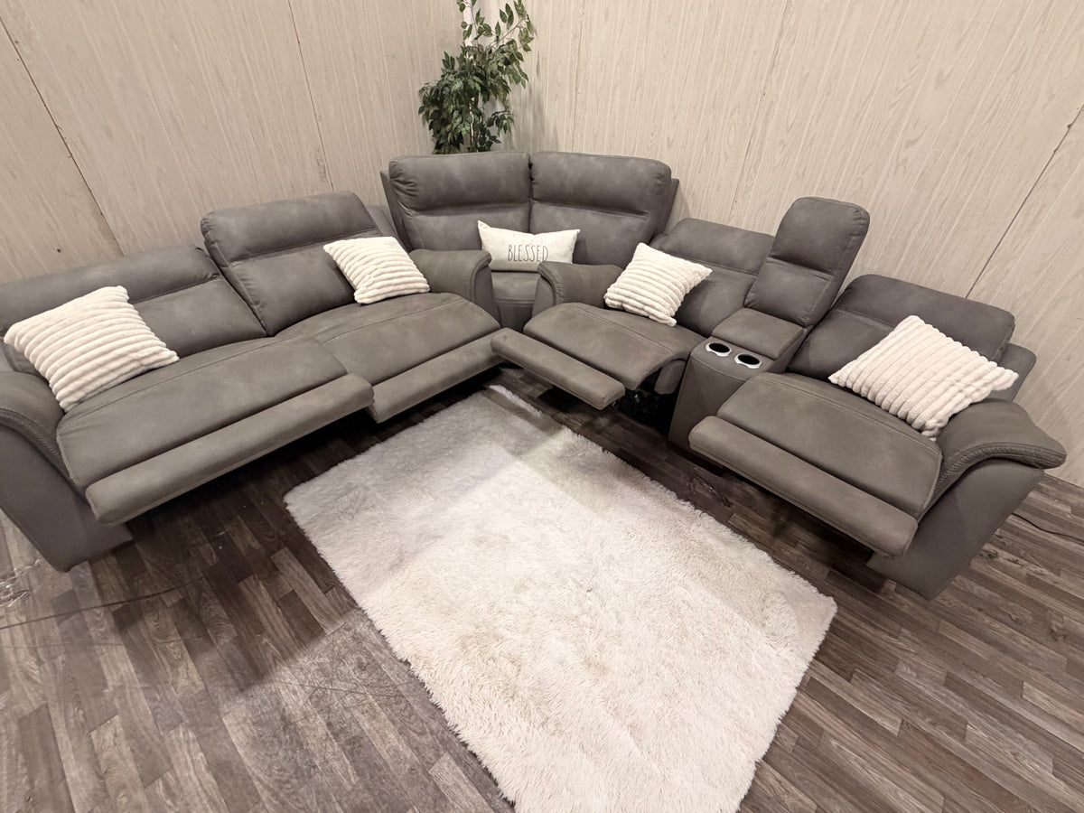 Large 3-piece Gray Ashley Furniture Reclining Sectional