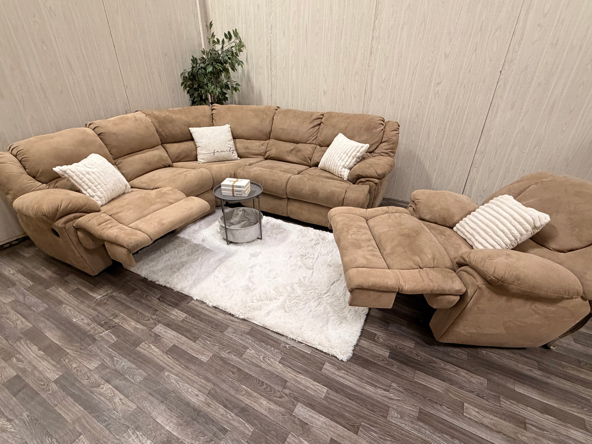 Brown Reclining Sectional & Recliner Set