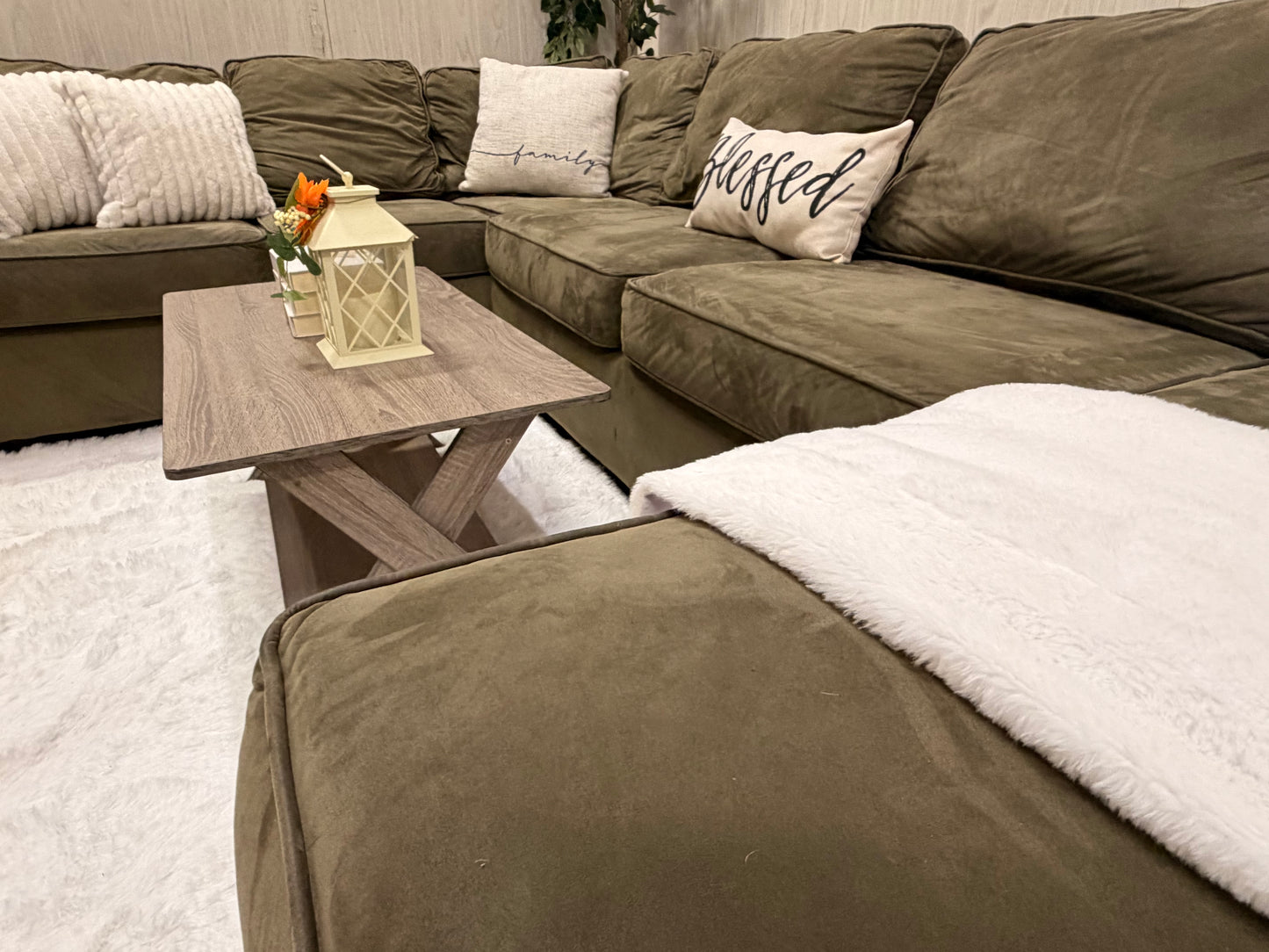 Large Olive Green Sectional Couch