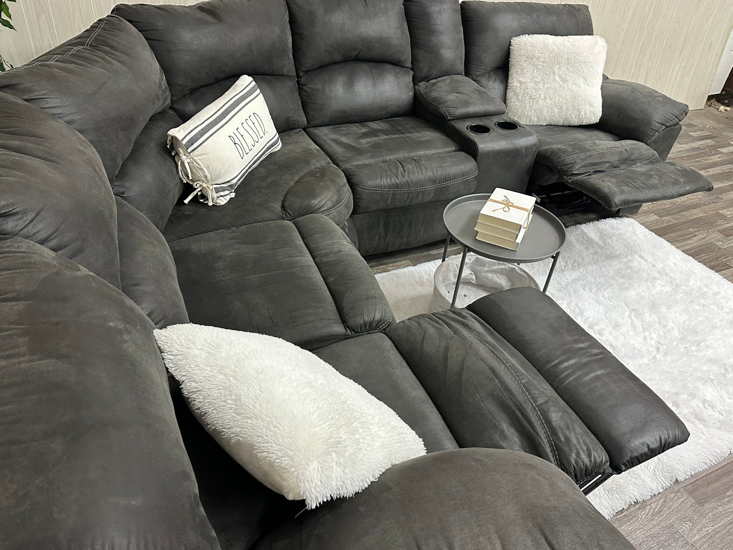 Large Gray Ashley Furniture Reclining Sectional
