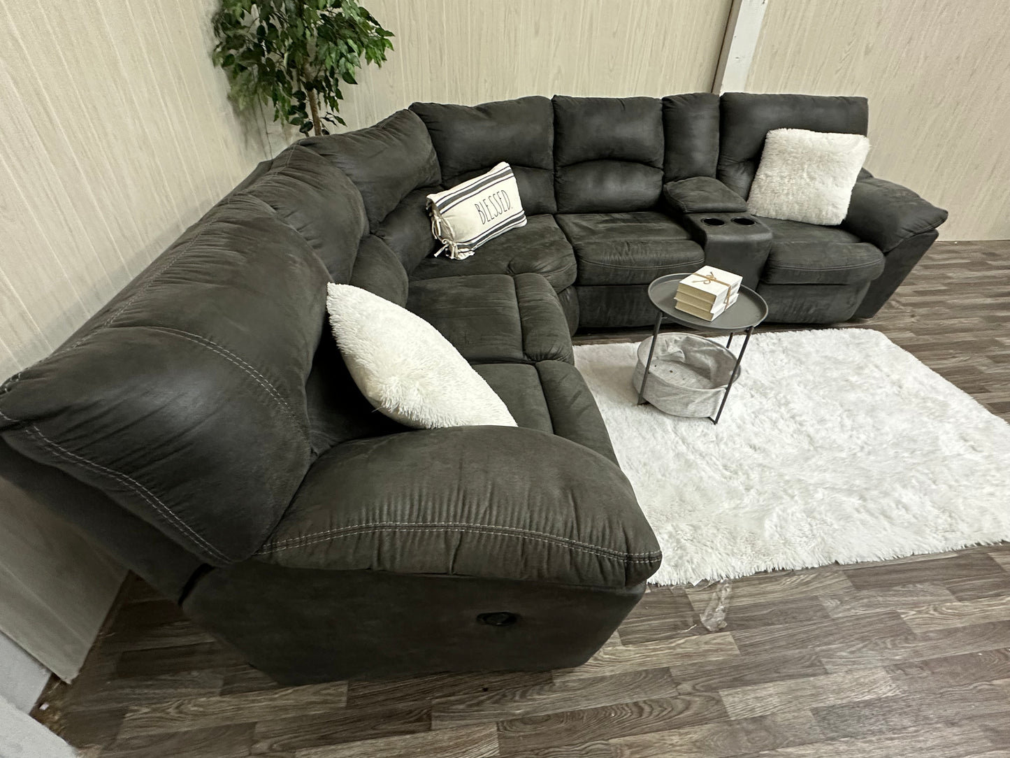 Large Gray Ashley Furniture Reclining Sectional