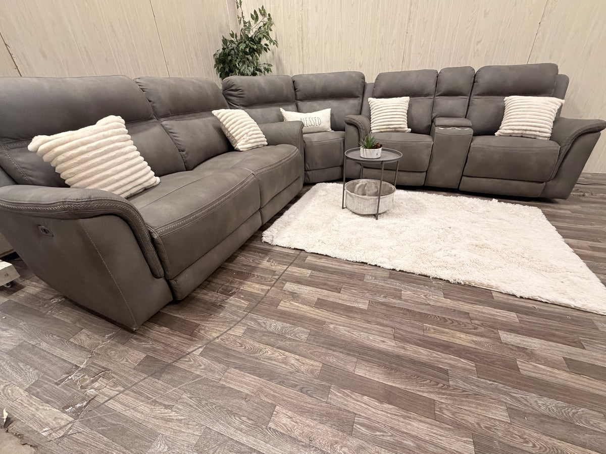 Large 3-piece Gray Ashley Furniture Reclining Sectional
