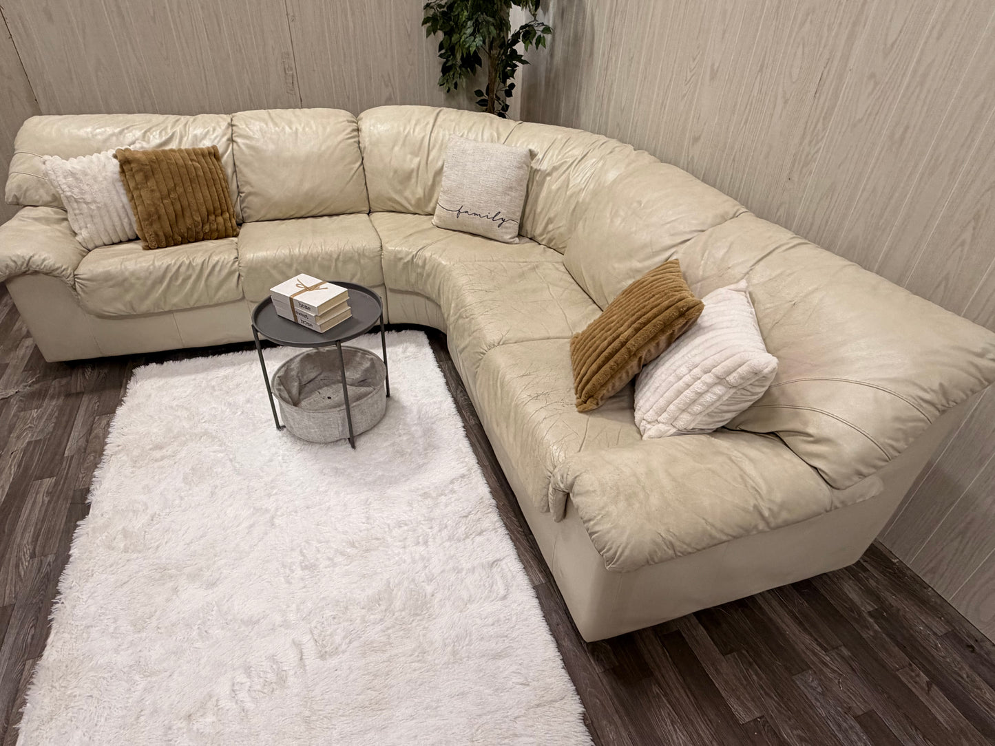 Large White Leather (Natuzzi) Sectional Couch