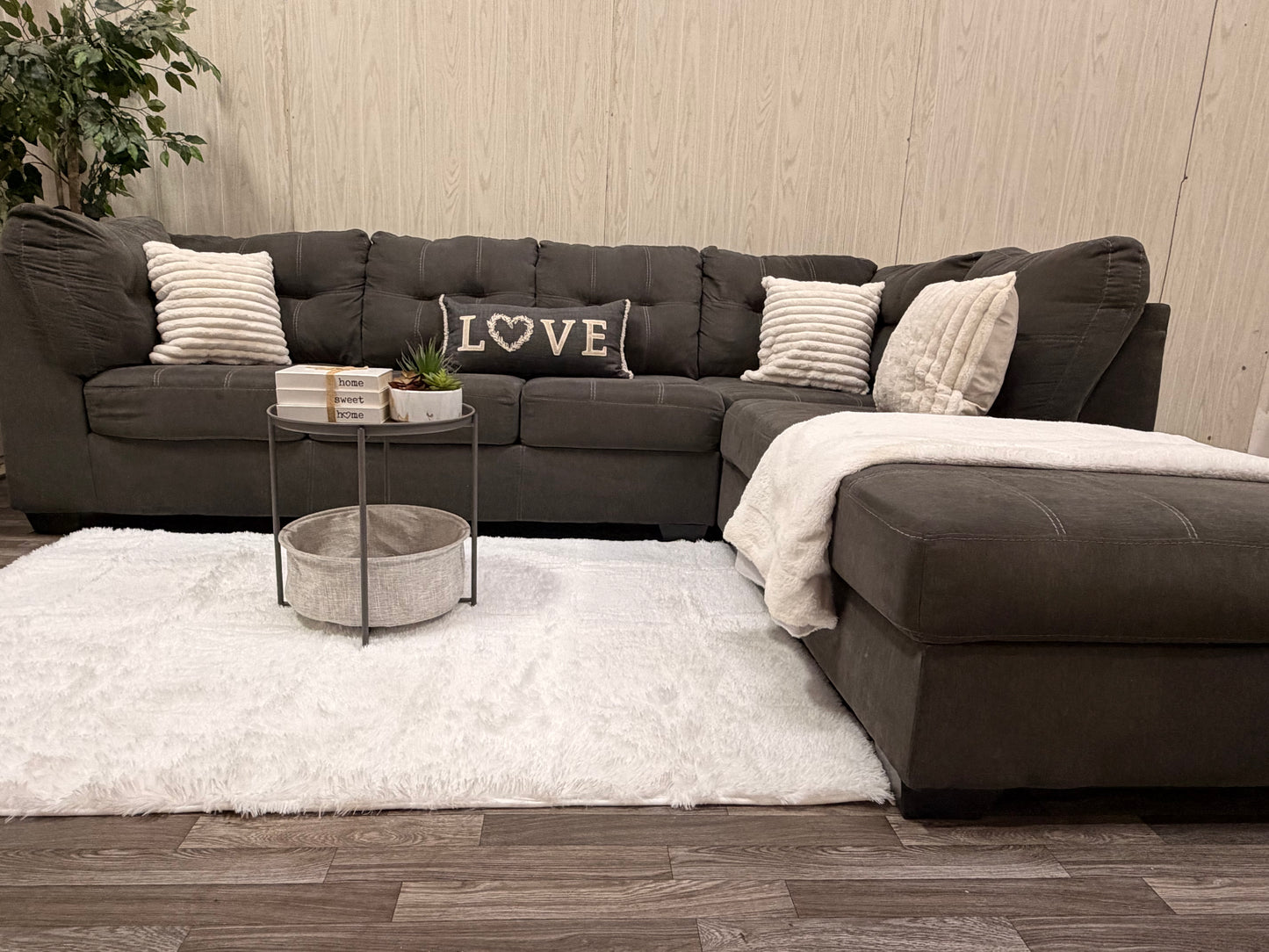 Large Two-Piece Gray Sectional Couch by Ashley Furniture