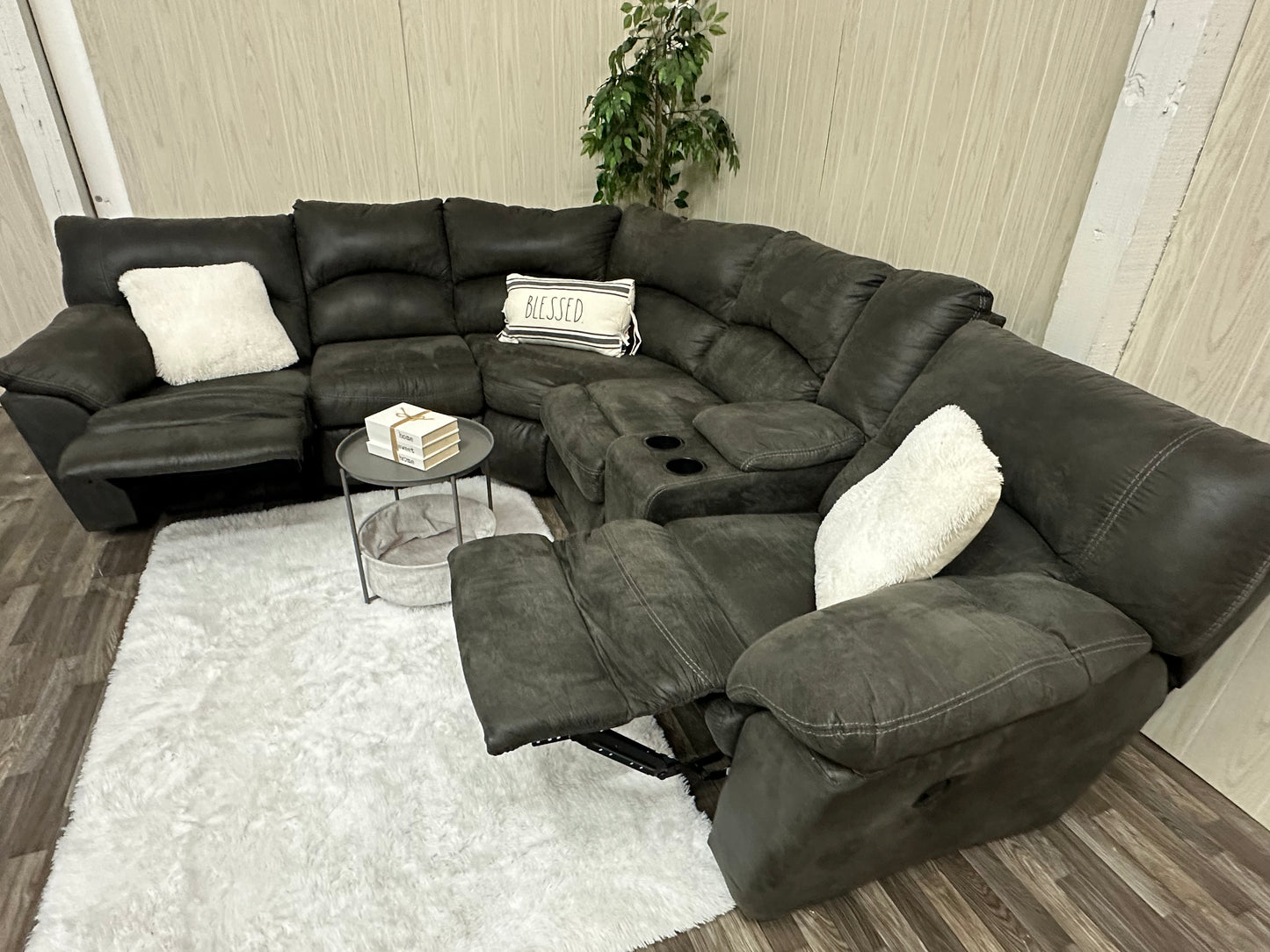 Large Gray Ashley Furniture Reclining Sectional