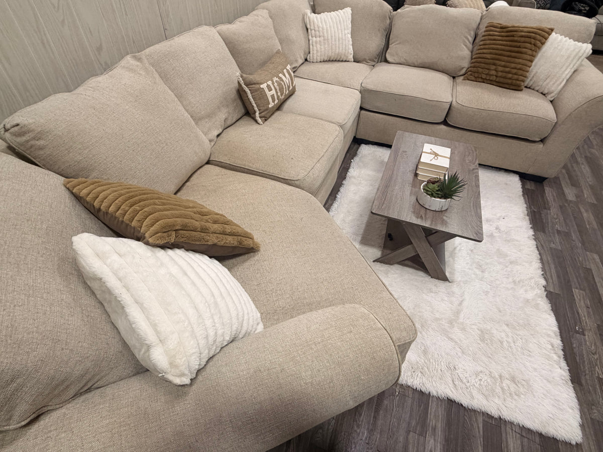 Beige Sectional Couch w/ Cuddler