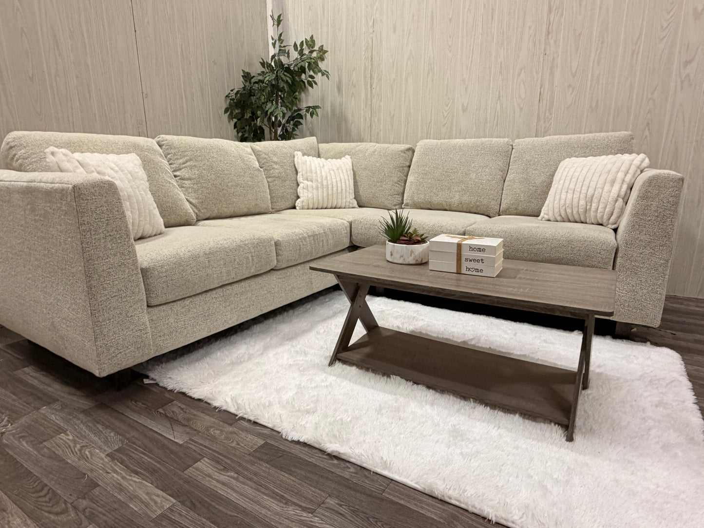 Light Beige Large Bassett Sectional Couch