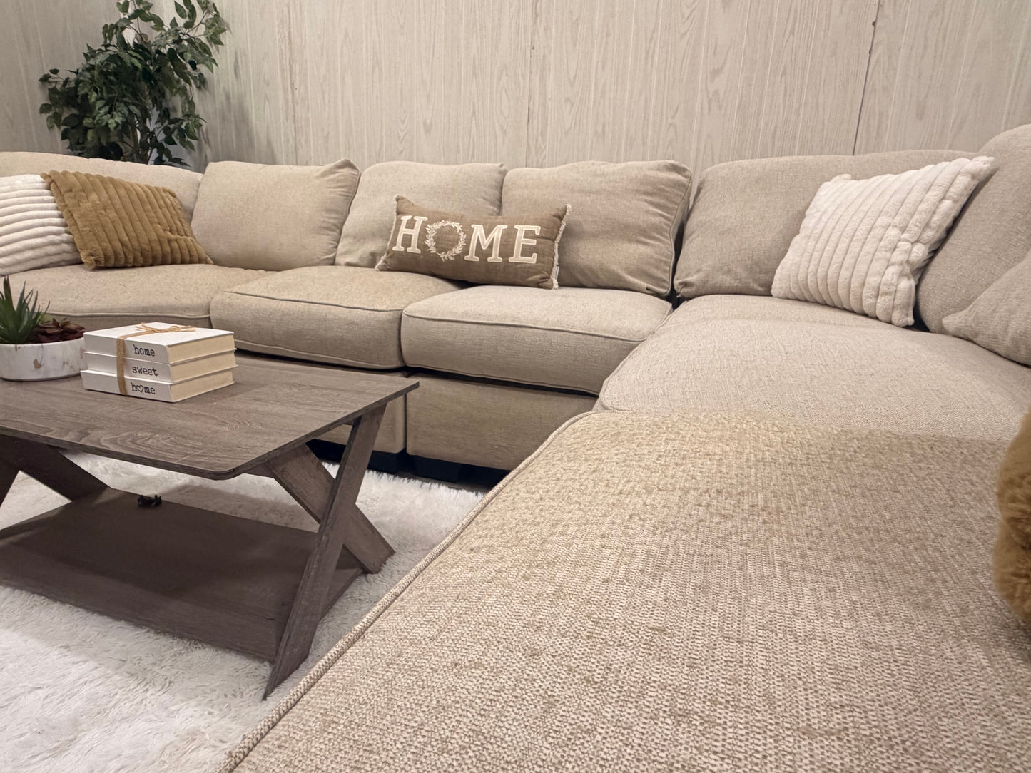 Beige Sectional Couch w/ Cuddler