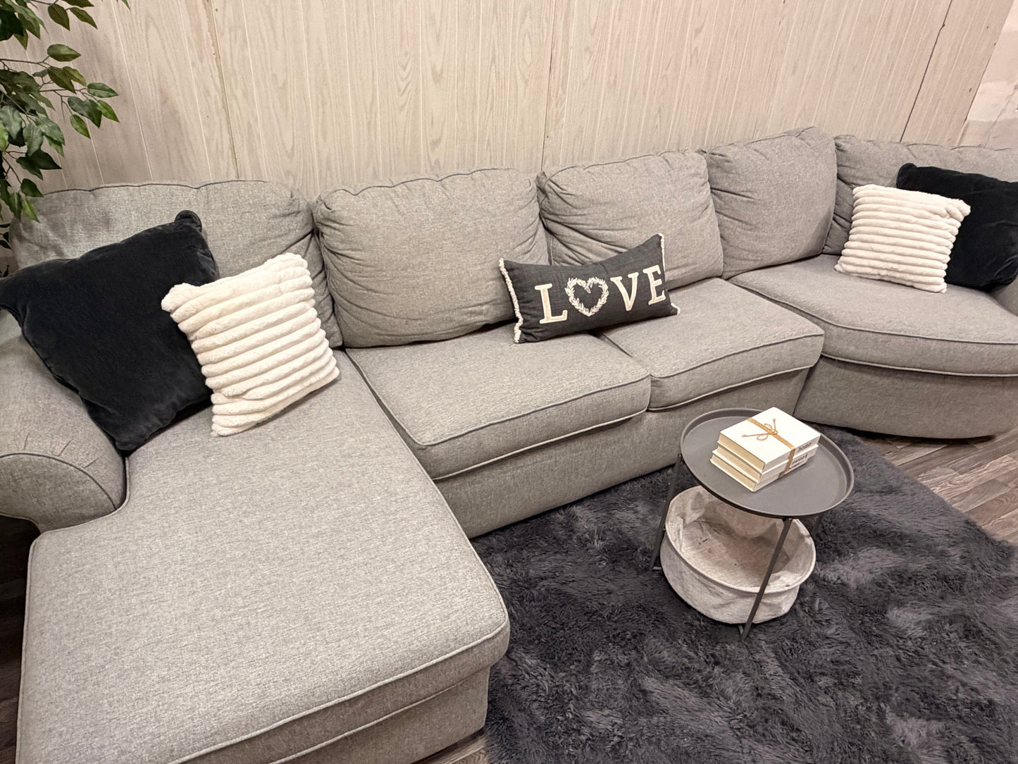 3-Piece Gray Sectional w/ Chaise & Cuddler