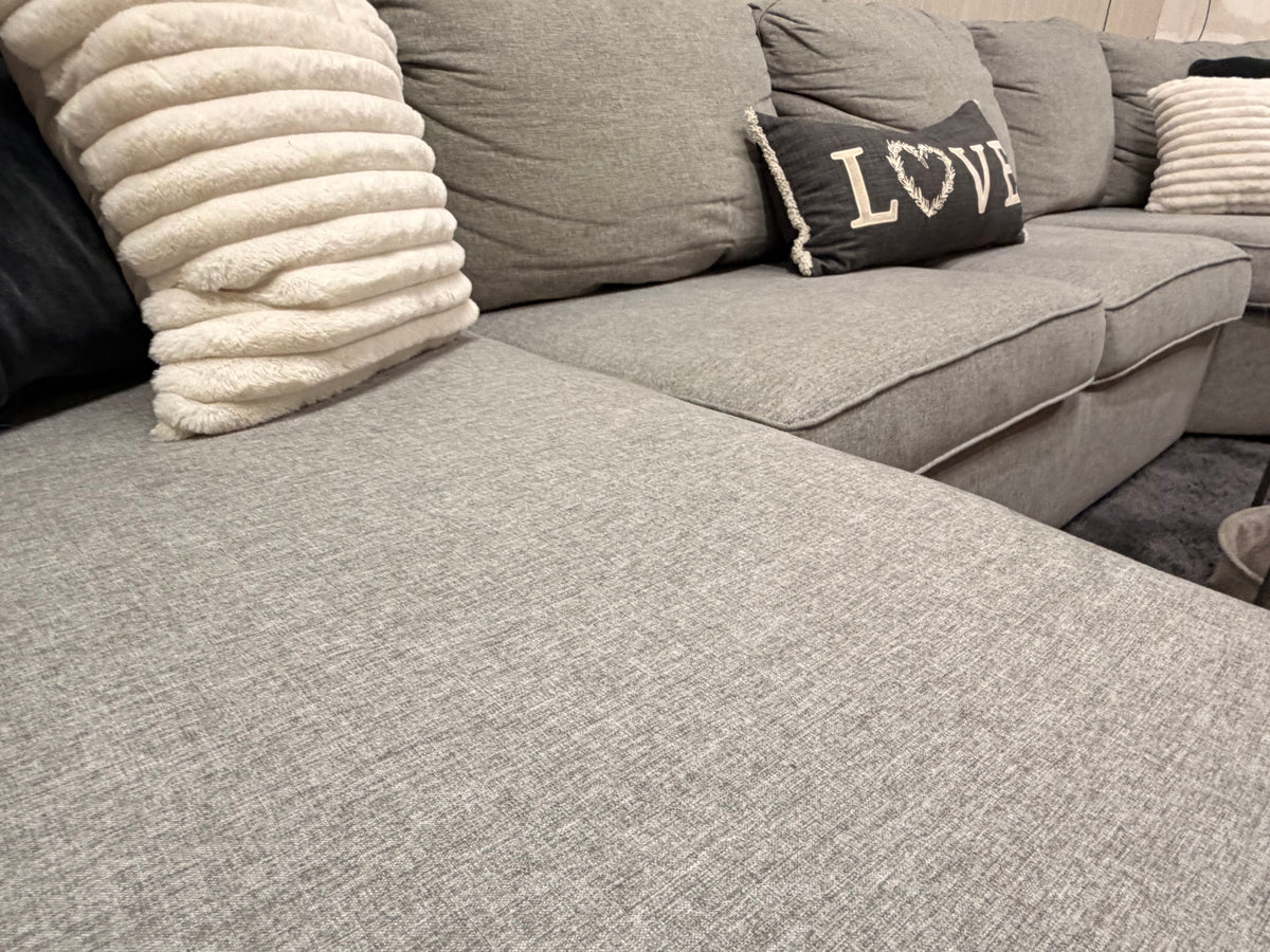3-Piece Gray Sectional w/ Chaise & Cuddler