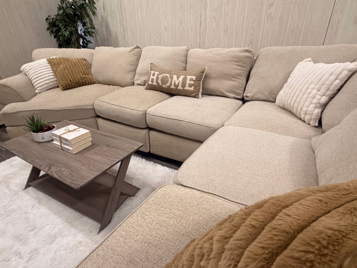Beige Sectional Couch w/ Cuddler